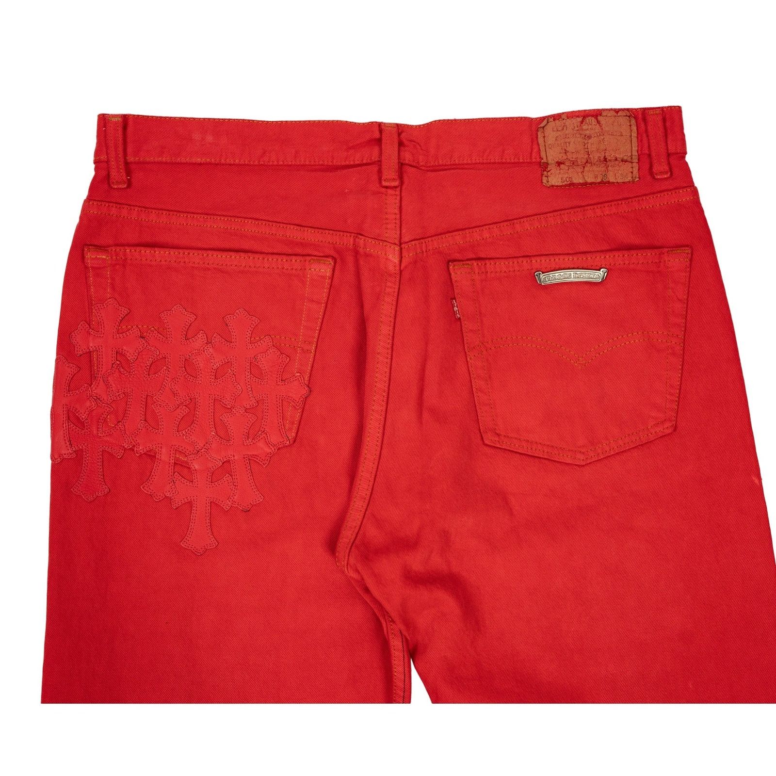Chrome Hearts Red Denim Paris Exclusive 'Red Crosses' Size US 33 - 10 Thumbnail