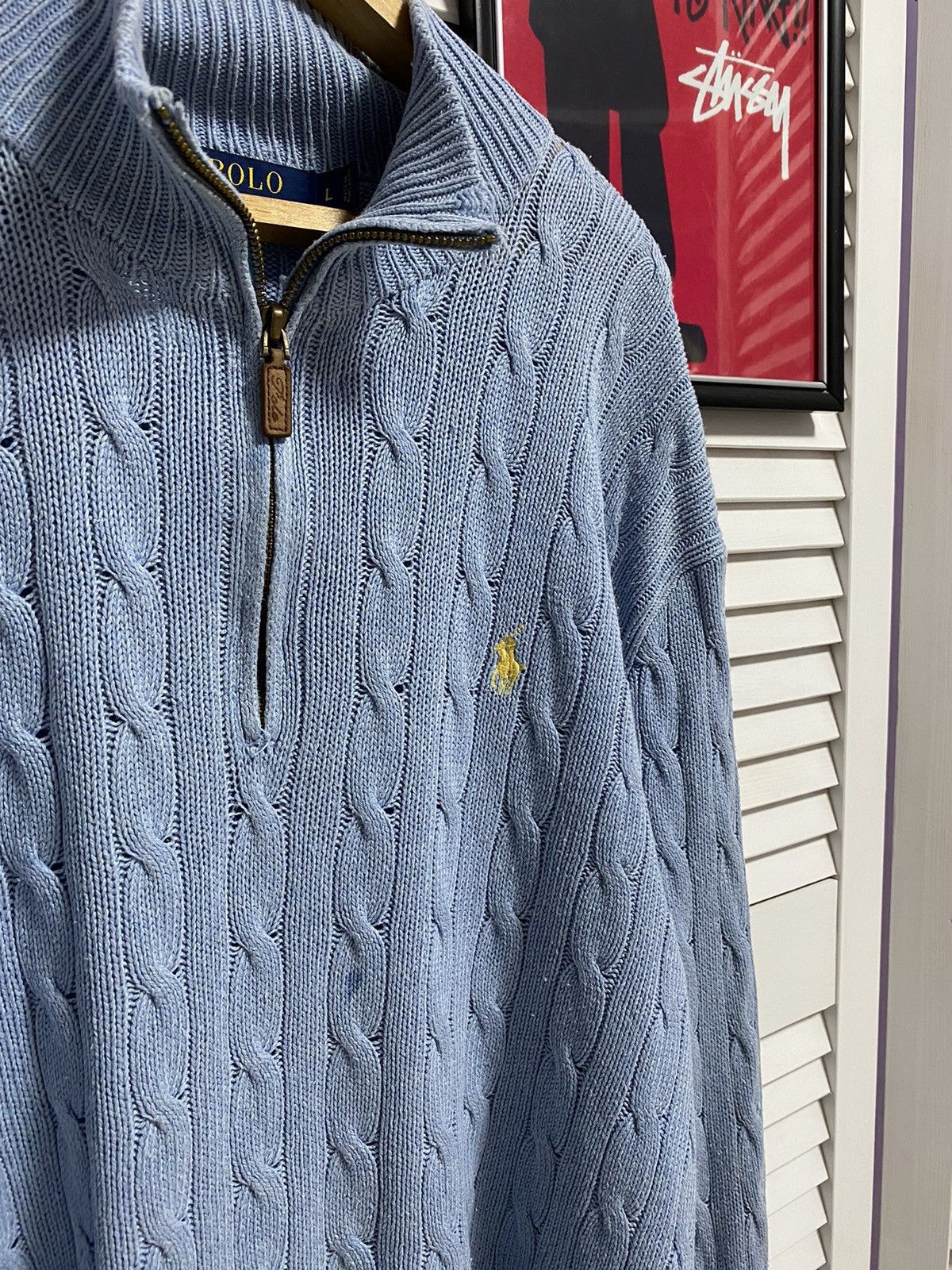 Polo Ralph Lauren Polo Ralph Lauren Cable Knit Half Zip Sweater Blue Preppy Size US L / EU 52-54 / 3 - 4 Thumbnail