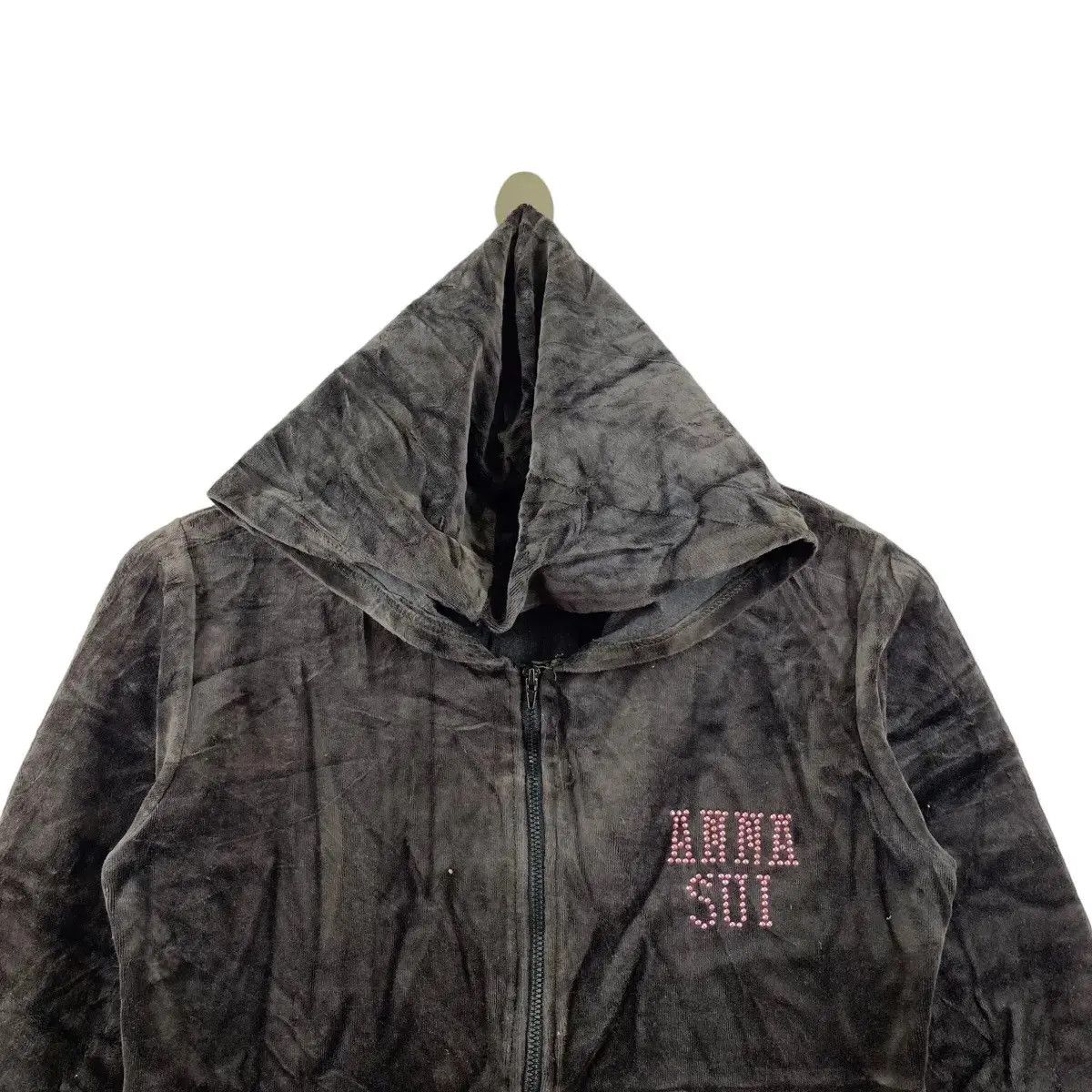 Anna Sui × Vintage Vintage ANNA SUI MONINALI Suede Bling Hoodie Zipper Size S / US 4 / IT 40 - 5 Thumbnail