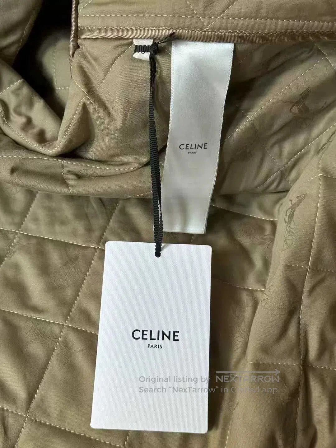 Celine celine beige quilted cotton coat with collar. Size S / US 4 / IT 40 - 4 Thumbnail
