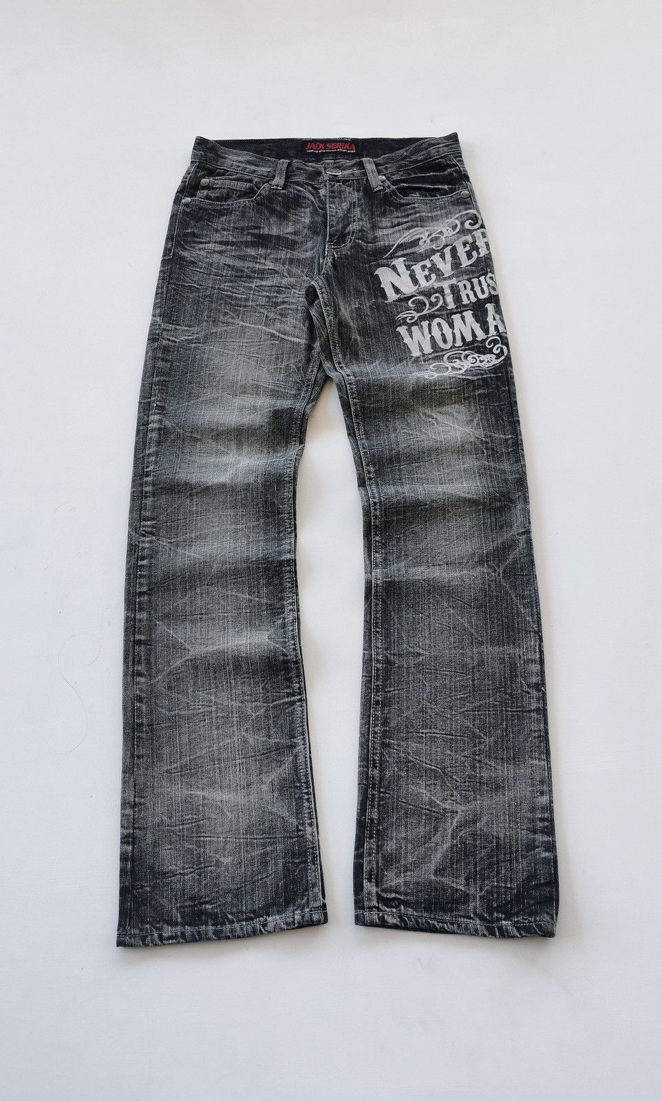 Japanese Brand Never Trust Woman Jack Serika Black Denim Jeans Size US 31 - 2 Thumbnail