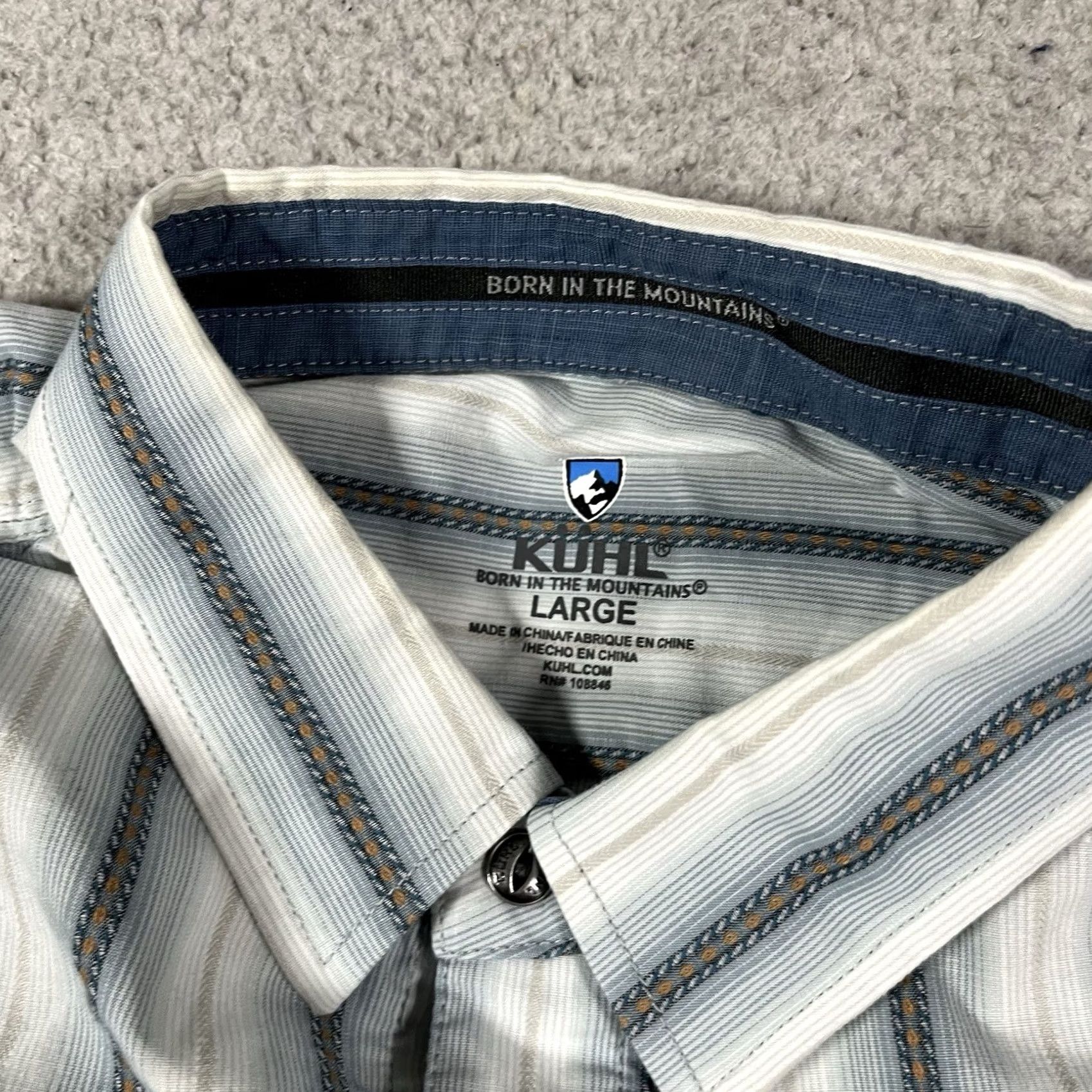 Vintage Kuhl Shirt Mens L Blue Stripe Button Western Short Sleeve Outdoor Hiking Size US L / EU 52-54 / 3 - 2 Thumbnail