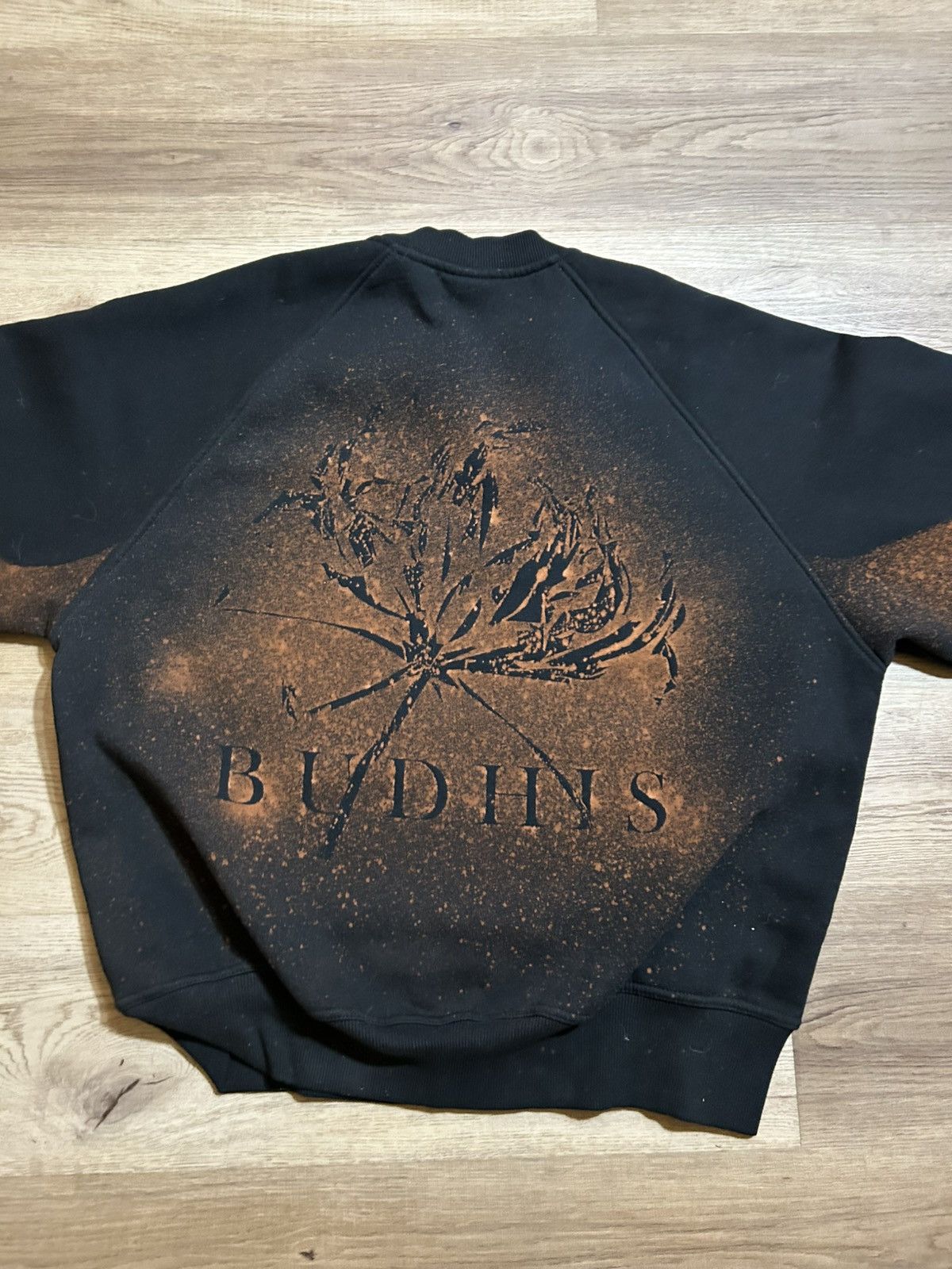 Other BUDHIS Hand-Distressed Black Crewneck – Botanical Bleach Dye Size US M / EU 48-50 / 2 - 2 Thumbnail