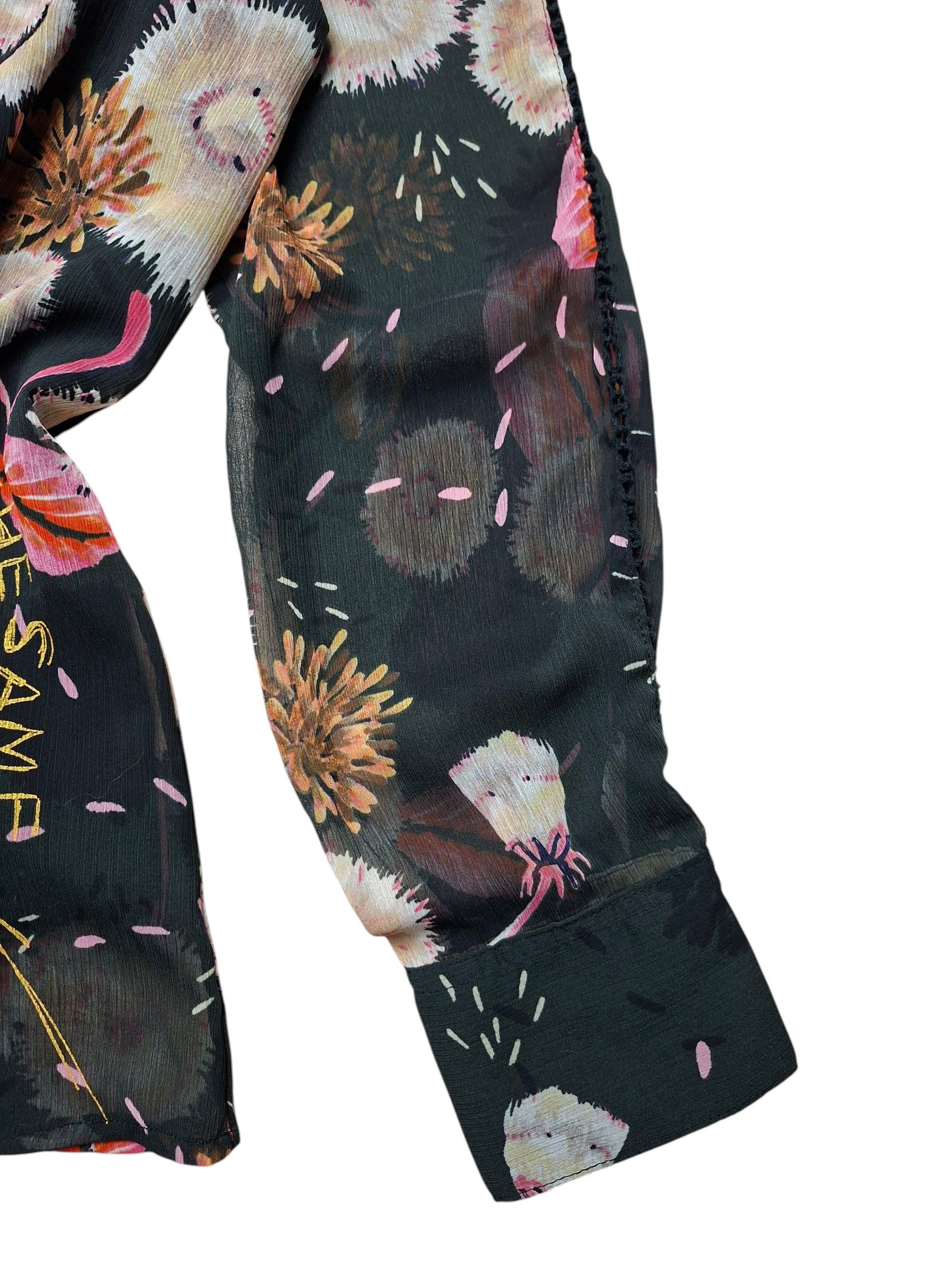 Desigual DESIGUAL Black Floral Blouse XL Long Sleeve Size XL / US 12-14 / IT 48-50 - 7 Thumbnail