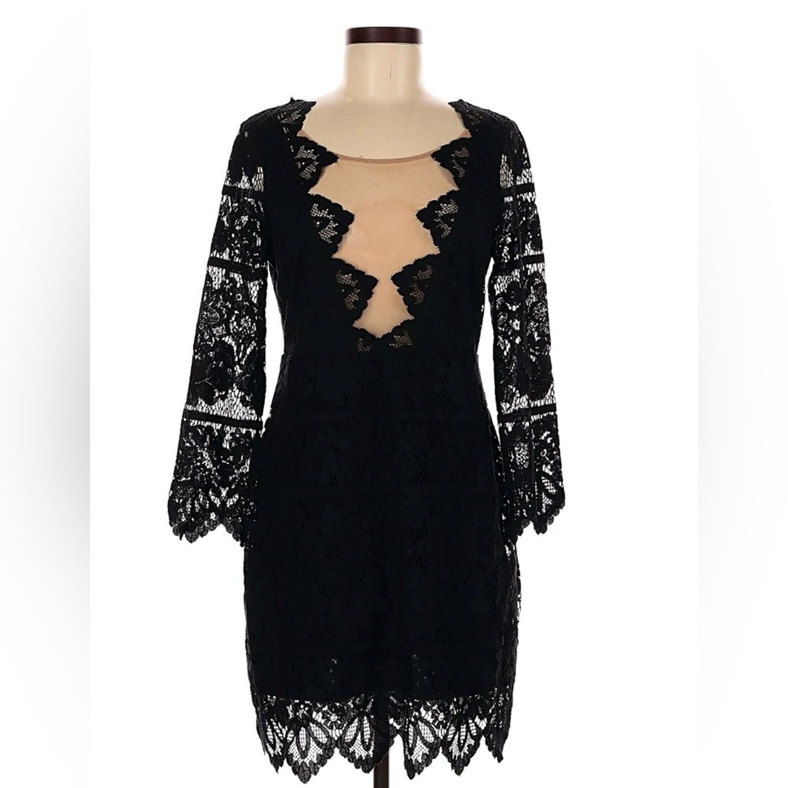 For Love And Lemons Black Lace Long Sleeve Dress