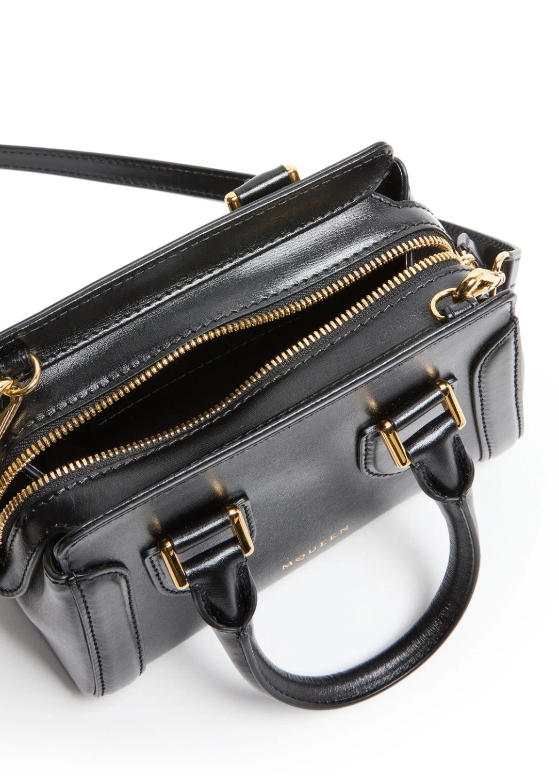 Alexander McQueen ALEXANDER MCQUEEN Birdee Mini Black Leather Top Handle Size ONE SIZE - 4 Thumbnail