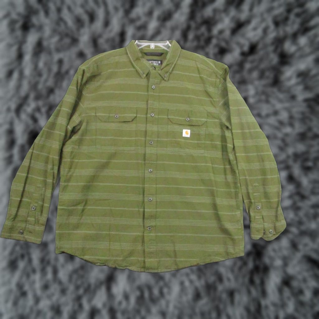 Carhartt VINTAGE Carhartt Loose Fit Shirt XL Green Stripe TW4447-M Size US XL / EU 56 / 4 - 1 Thumbnail