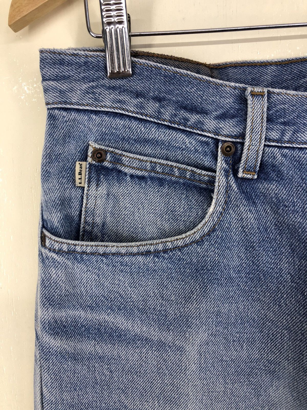 L.L. Bean Vintage L.L. Bean Lined Distressed Faded Blue Jeans Size US 31 - 7 Thumbnail