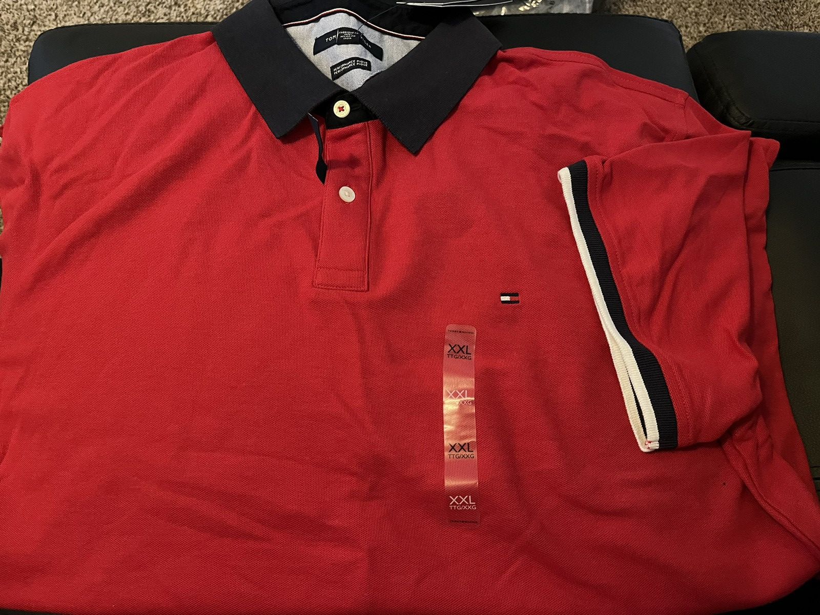 image of Tommy Hilfiger Polo in Red, Men's (Size 2XL)