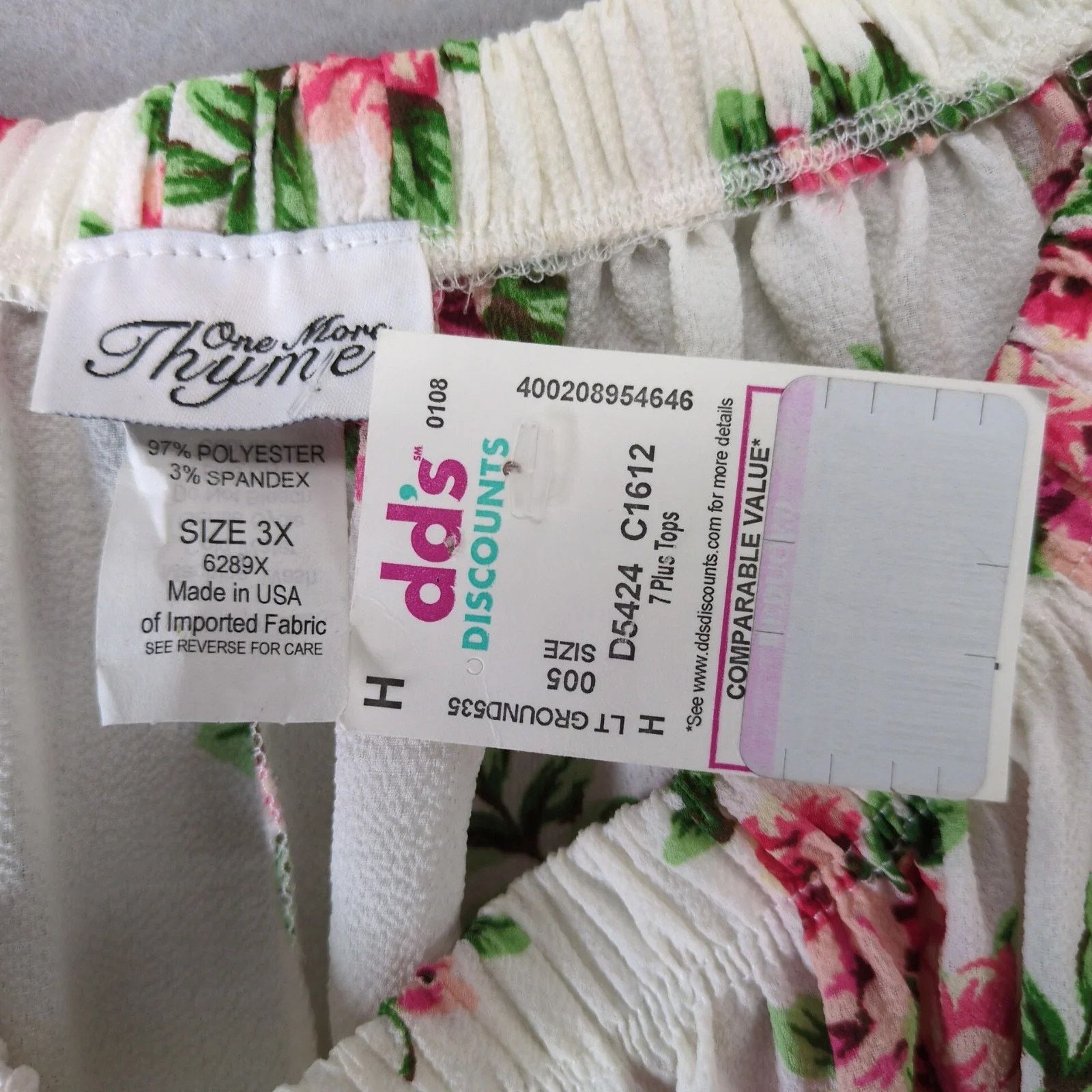Other NWT One More Thyme Pink Roses White Blouse Women's Plus 3X Size 3XL / US 20-22 - 8 Thumbnail