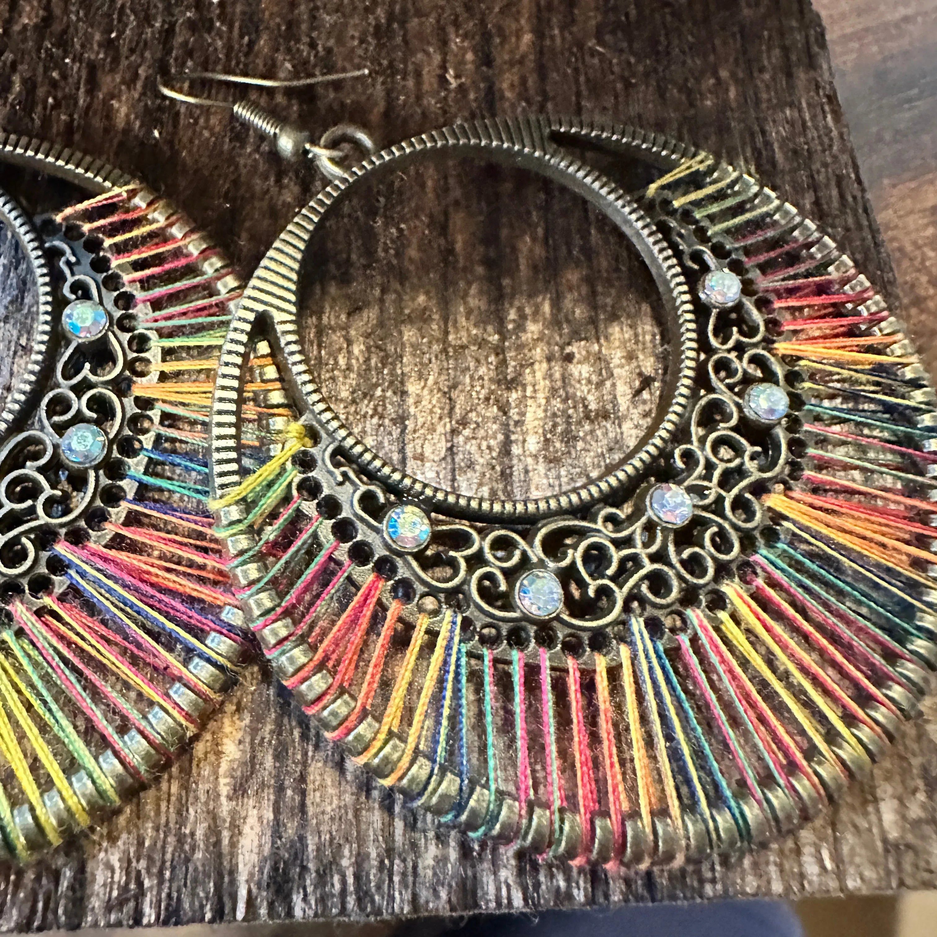 Other Boho Hippie Cowgirl Threaded Loop Wire Drop Earrings, Multic Size ONE SIZE - 6 Thumbnail