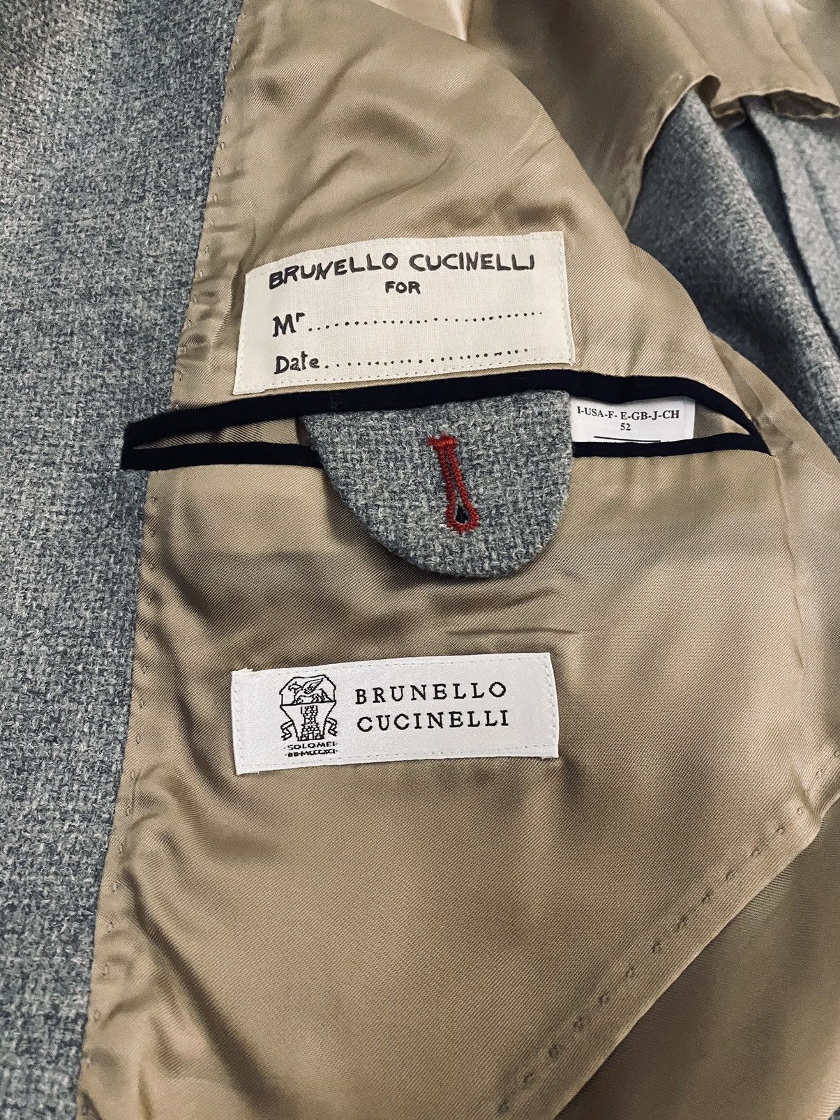 Brunello Cucinelli Brunello Cucinelli 🇮🇹 grey wool/cashmere logo blazer 52 NEW Size 42R - 2 Thumbnail