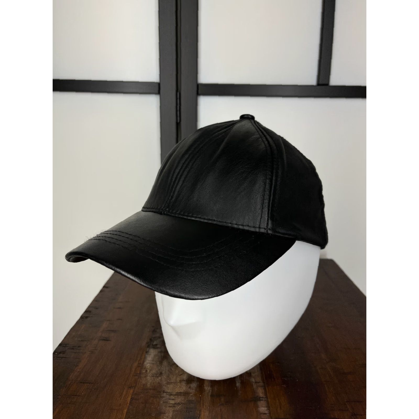 Vintage VINTAGE Winner Hat Cap Strap Back Adult One Size Black Leather 70s Made USA Size ONE SIZE - 4 Thumbnail