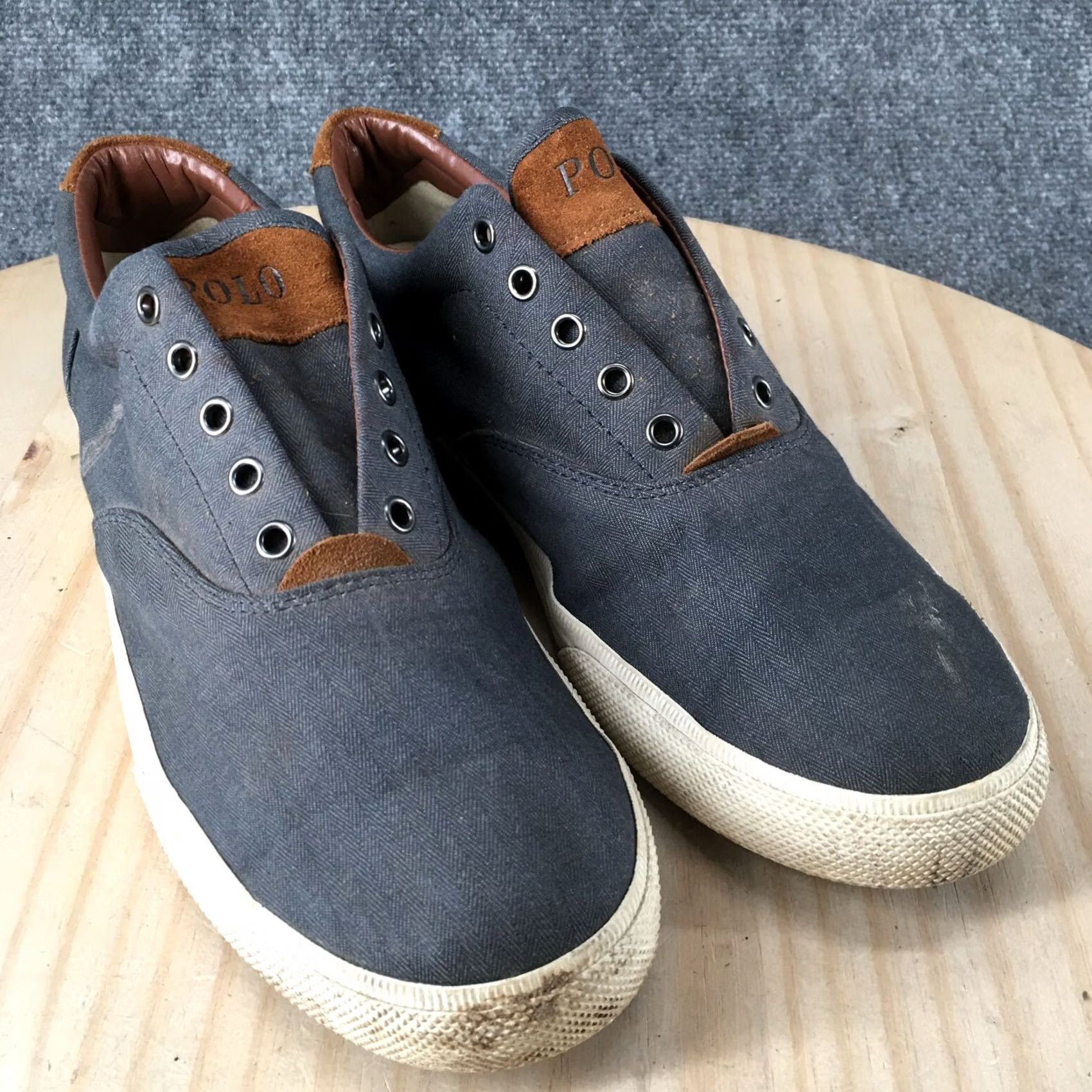 Ralph Lauren Polo Ralph Lauren Vaughn Chambray Herringbone Sneaker Shoes Mens 13D Blue Fabric Size US L / EU 52-54 / 3 - 3 Thumbnail
