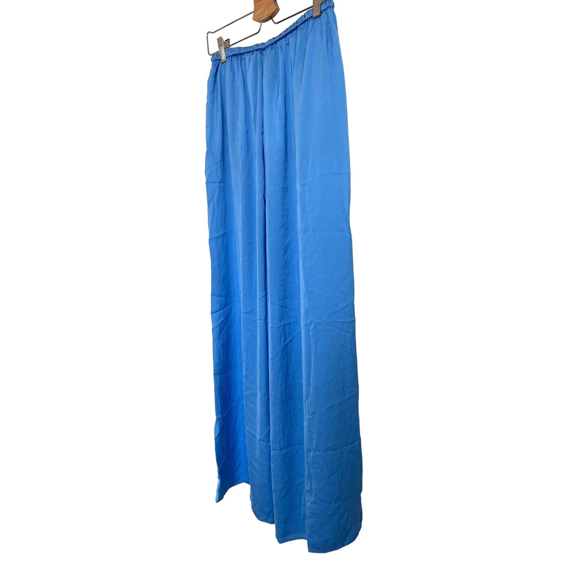 Zara Zara Light Blue Silky Wide-Leg Palazzo Pants Size 27" / US 4 / IT 40 - 5 Thumbnail
