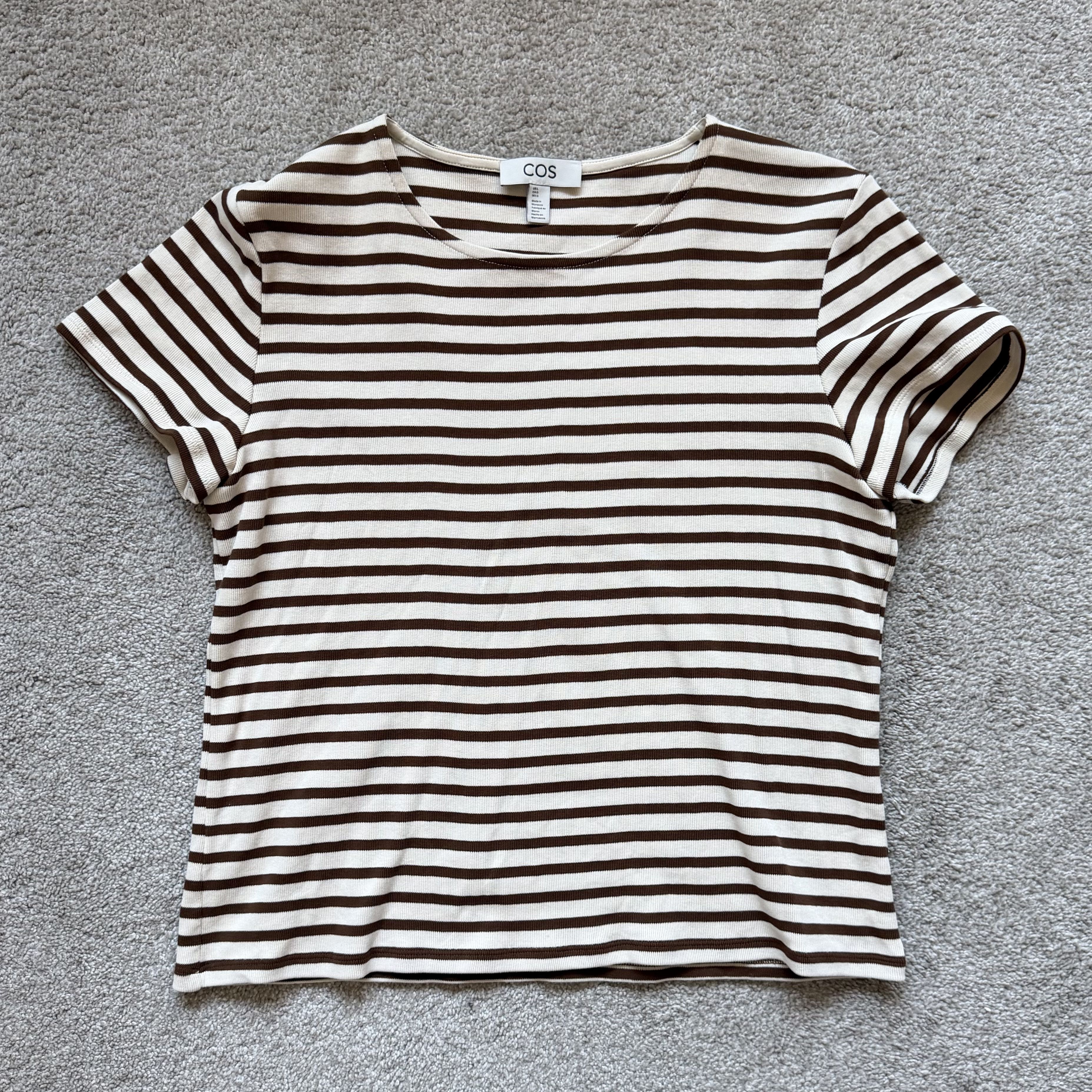 Cos COS Striped Brown T-Shirt Size M / US 6-8 / IT 42-44 - 1 Thumbnail