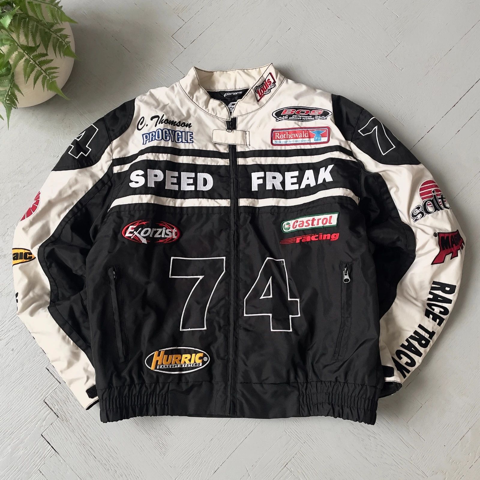 Vintage Speed Freak Motorcycle Racing Team Short Jacket Size US L / EU 52-54 / 3 - 1 Thumbnail