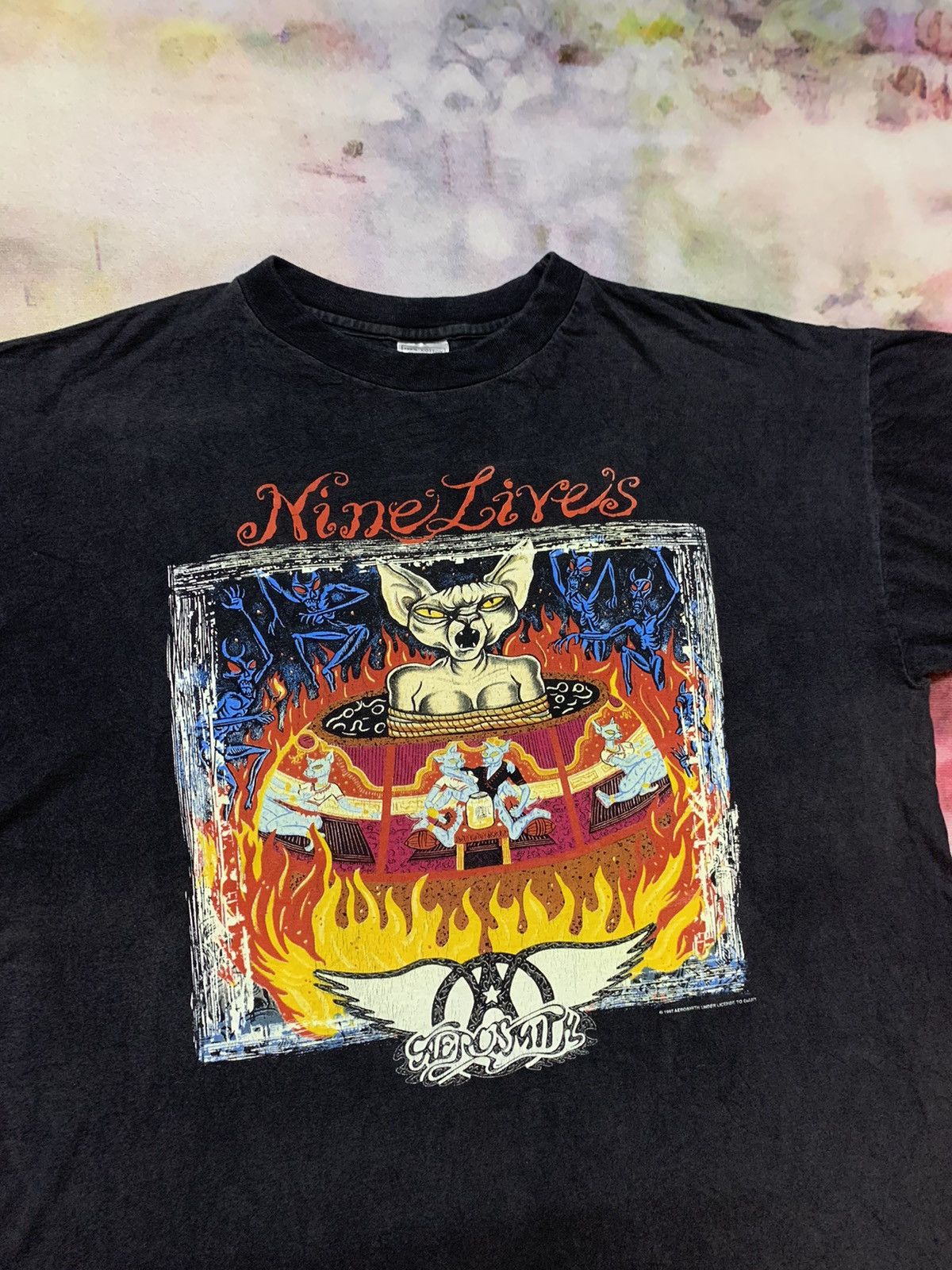 Band Tees Vintage AEROSMITH Nine Live Tour Tee Size US S / EU 44-46 / 1 - 3 Thumbnail