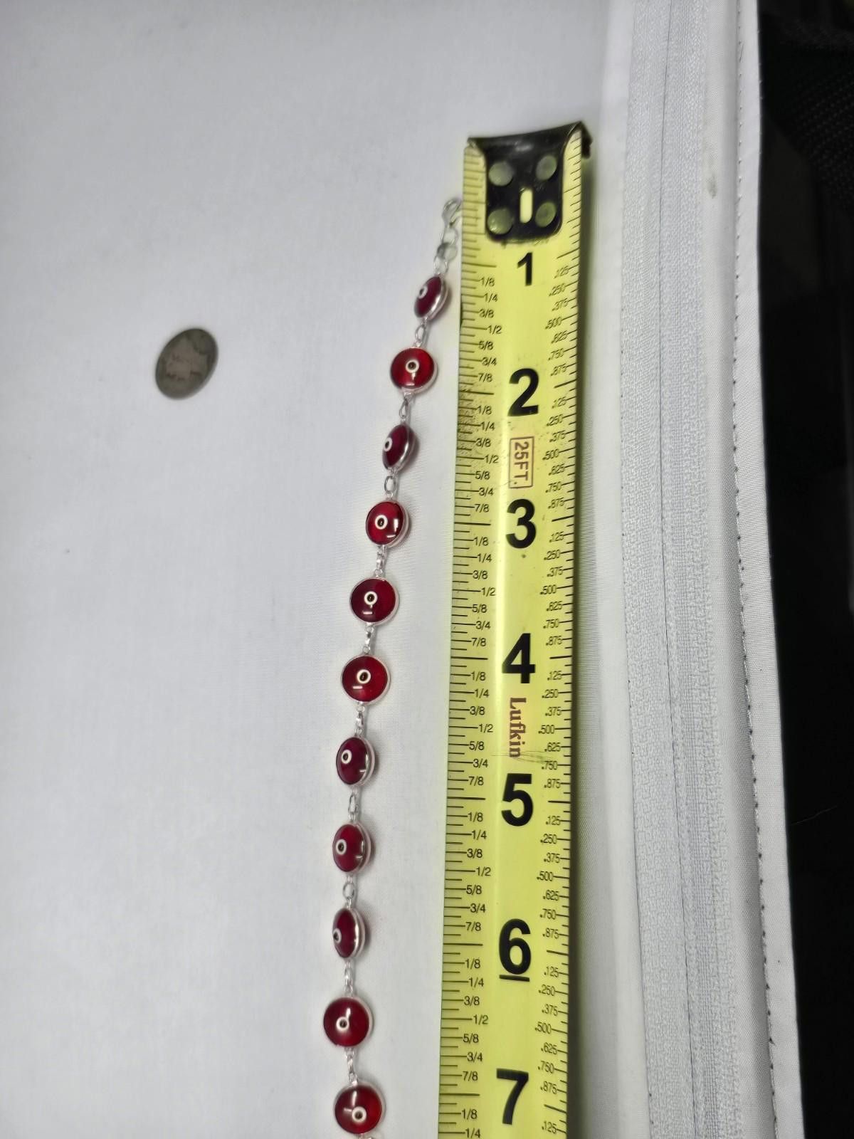 Other Sterling Silver Red Evil Eye Glass Bead Bracelet Size ONE SIZE - 7 Thumbnail