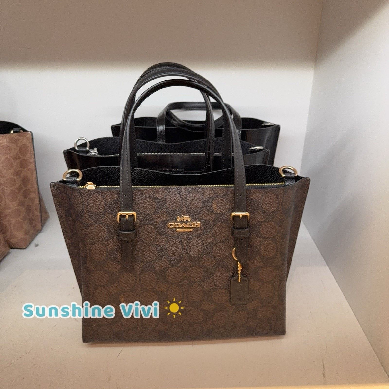 Coach NWT Coach Mollie Tote 25 Crossbody Strap cv965 WALNUT/BLACK Size ONE SIZE - 1 Thumbnail