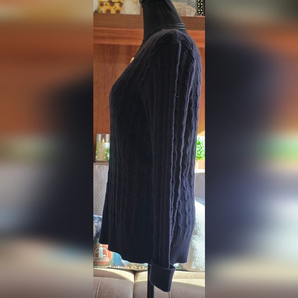St. Johns Bay St. Johns Bay Women's Black Cable Knit Sweater Size L / US 10 / IT 46 - 2 Thumbnail