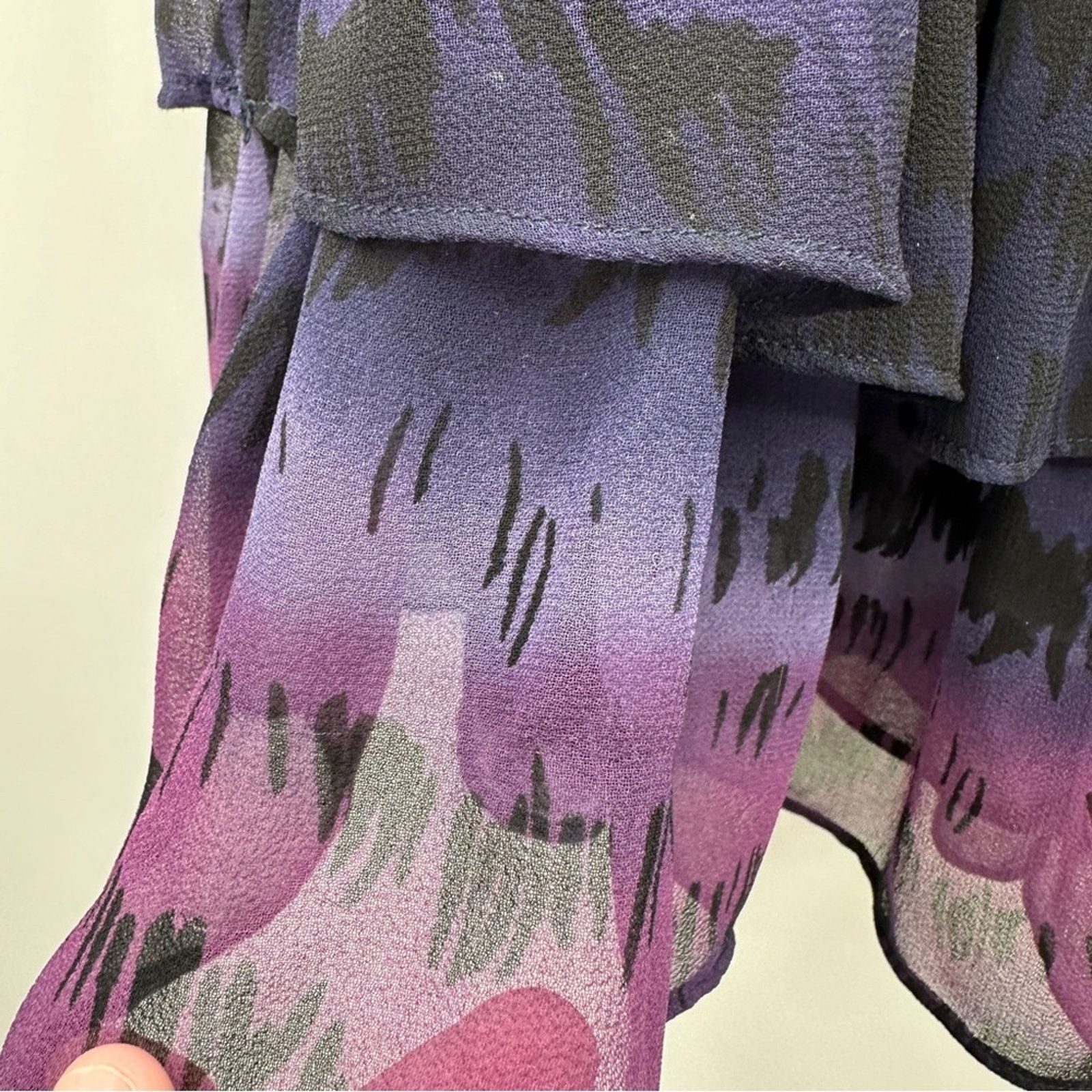 MISA Los Angeles Misa Los Angeles Becca Purple Tie Dye Tassel Tie Mini Dress Size XS / US 0-2 / IT 36-38 - 10 Thumbnail
