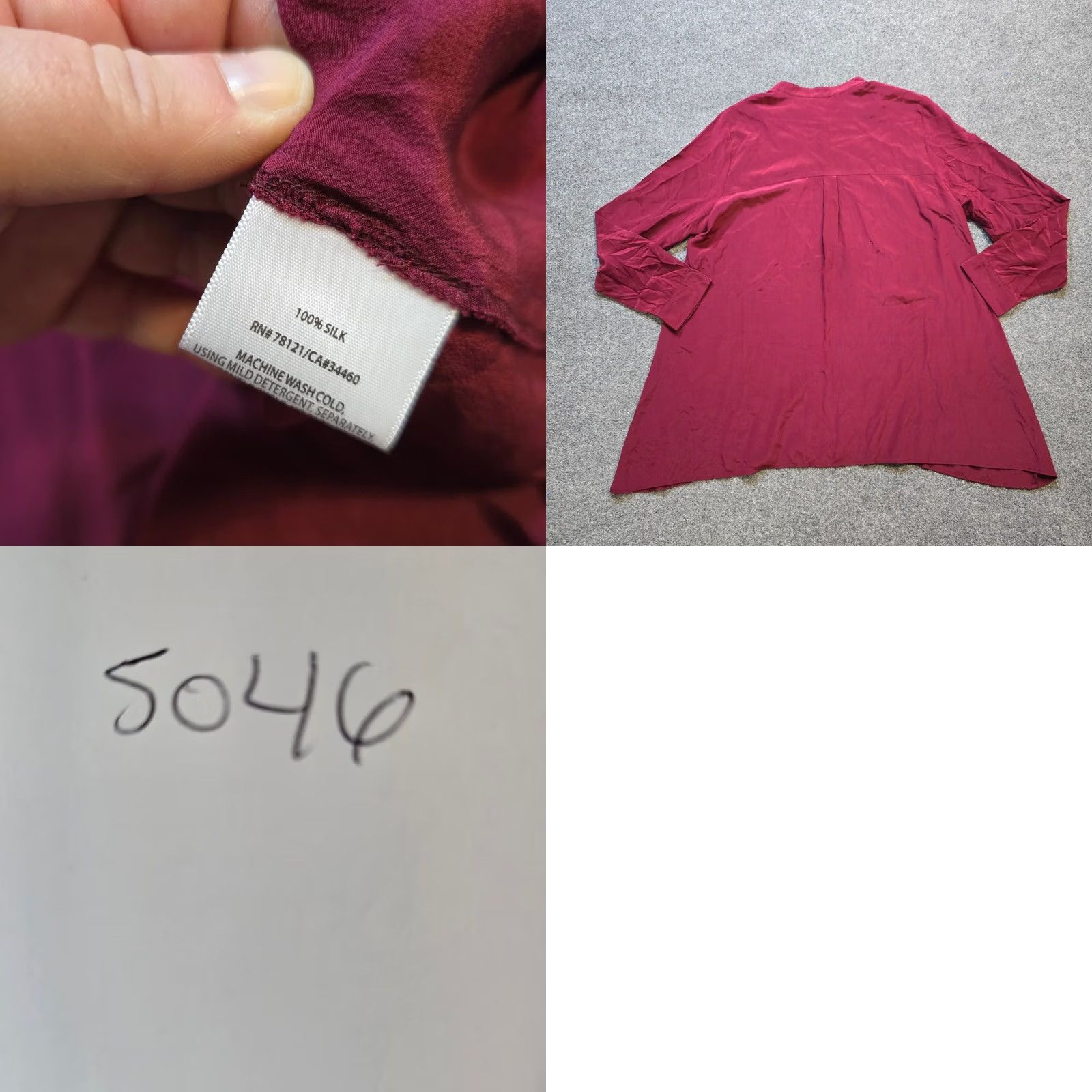 Eileen Fisher Eileen Fisher Top Womens L Red Tunic Silk Long Sleeve Lightweight Career Size L / US 10 / IT 46 - 8 Thumbnail