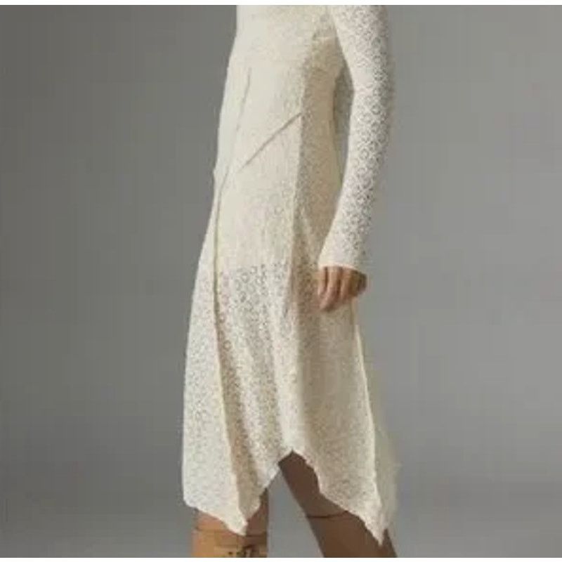 Other Yaya Asymmetrical Off-The-Shoulder Lace Midi Dress Long Sl Size S / US 4 / IT 40 - 4 Thumbnail