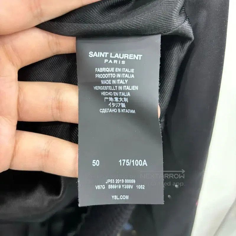 Yves Saint Laurent YSL Black Silk Blend Printed Jacket for Women . Size L / US 10 / IT 46 - 4 Thumbnail