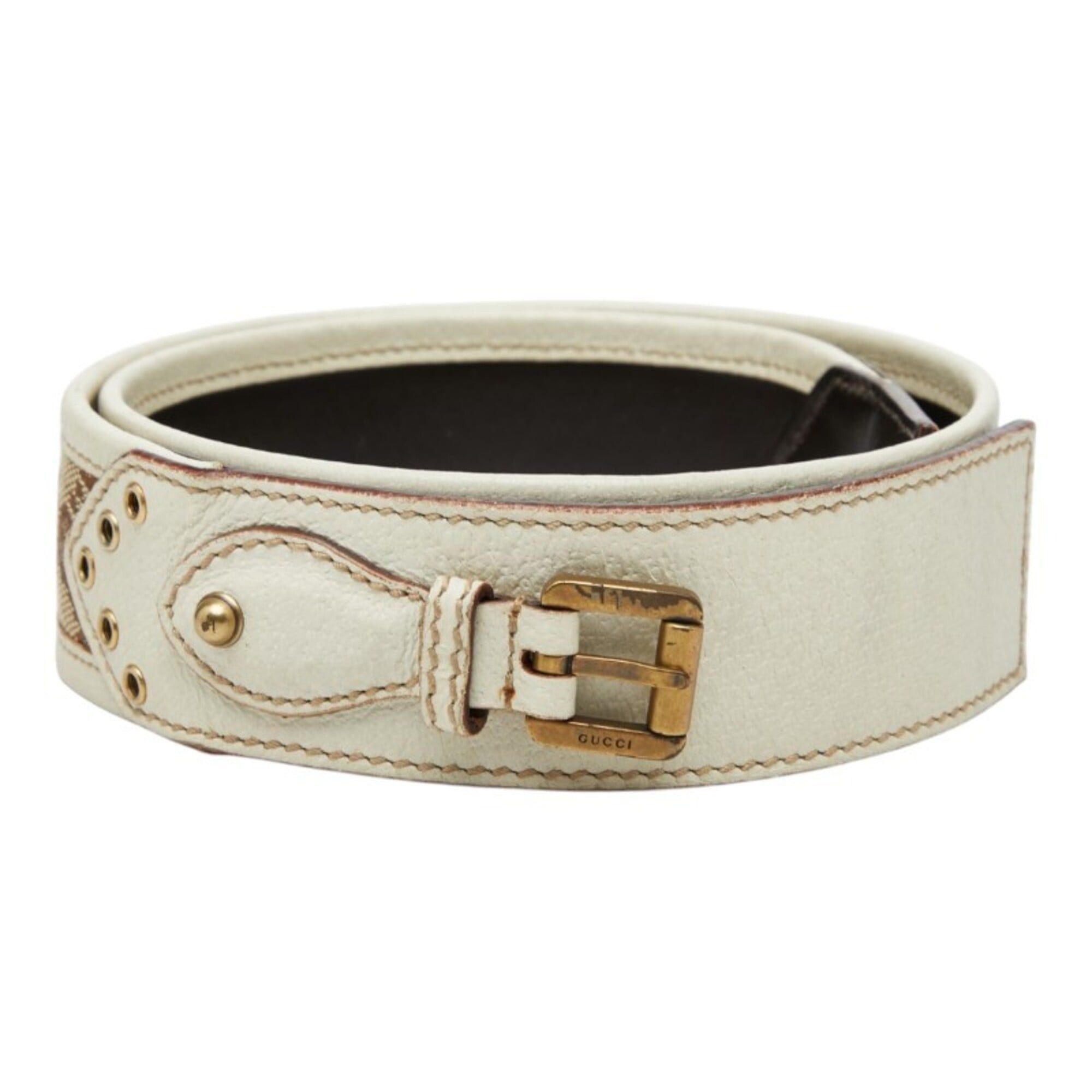 Gucci Gucci GG Canvas Belt, Size: 80 (32), Item No. 144195, Beige/Ivory, Canvas/Leather, Women's, GUCCI Size ONE SIZE - 1 Thumbnail