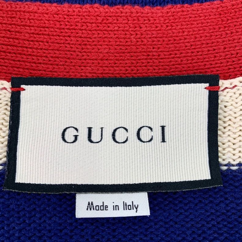 Gucci Gucci Color-blocked double G embroidered striped cotton V-n Size US S / EU 44-46 / 1 - 5 Thumbnail