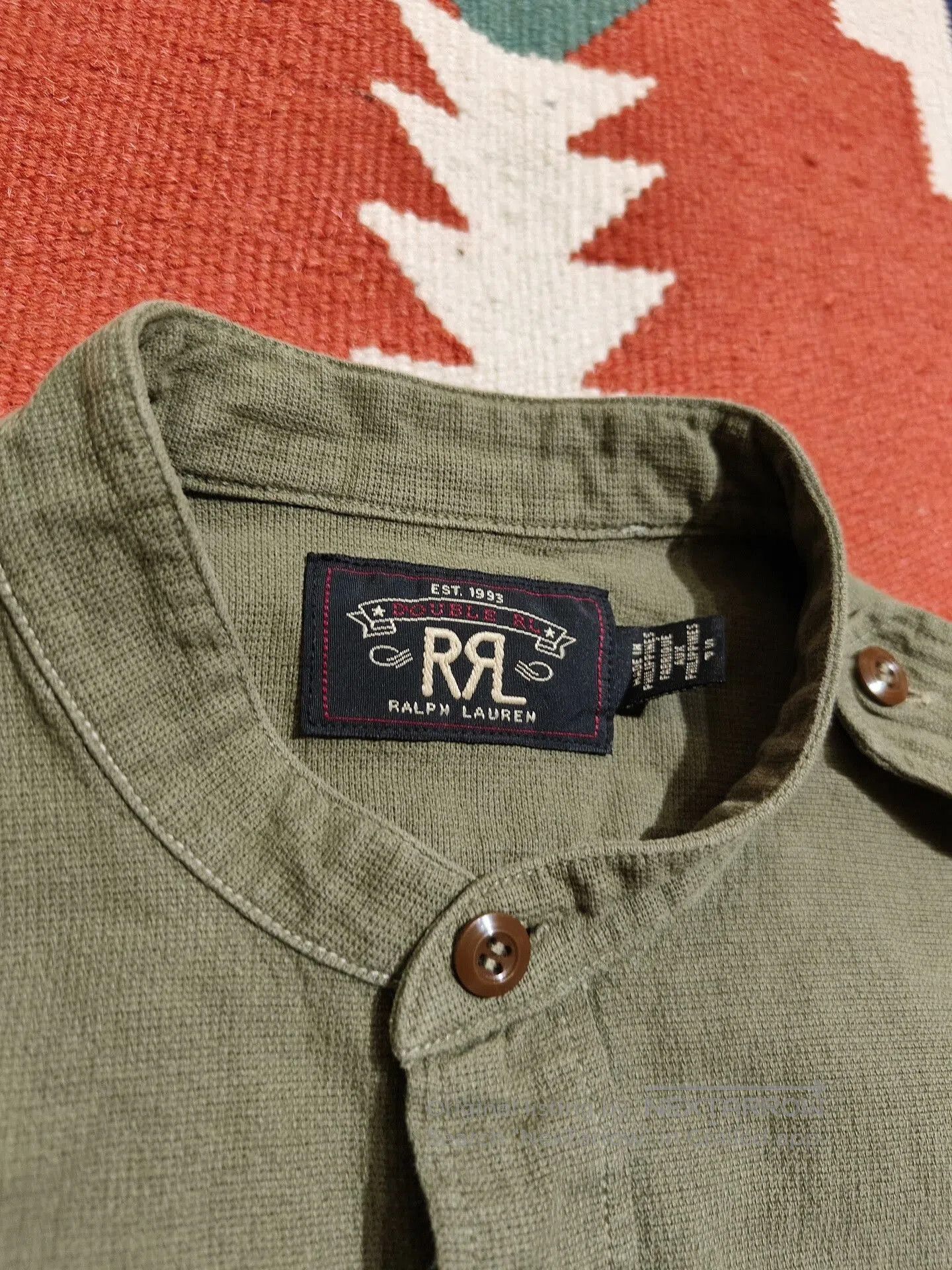 RRL Ralph Lauren RRL Military Green Henley Collar Shirt. Size US S / EU 44-46 / 1 - 3 Thumbnail