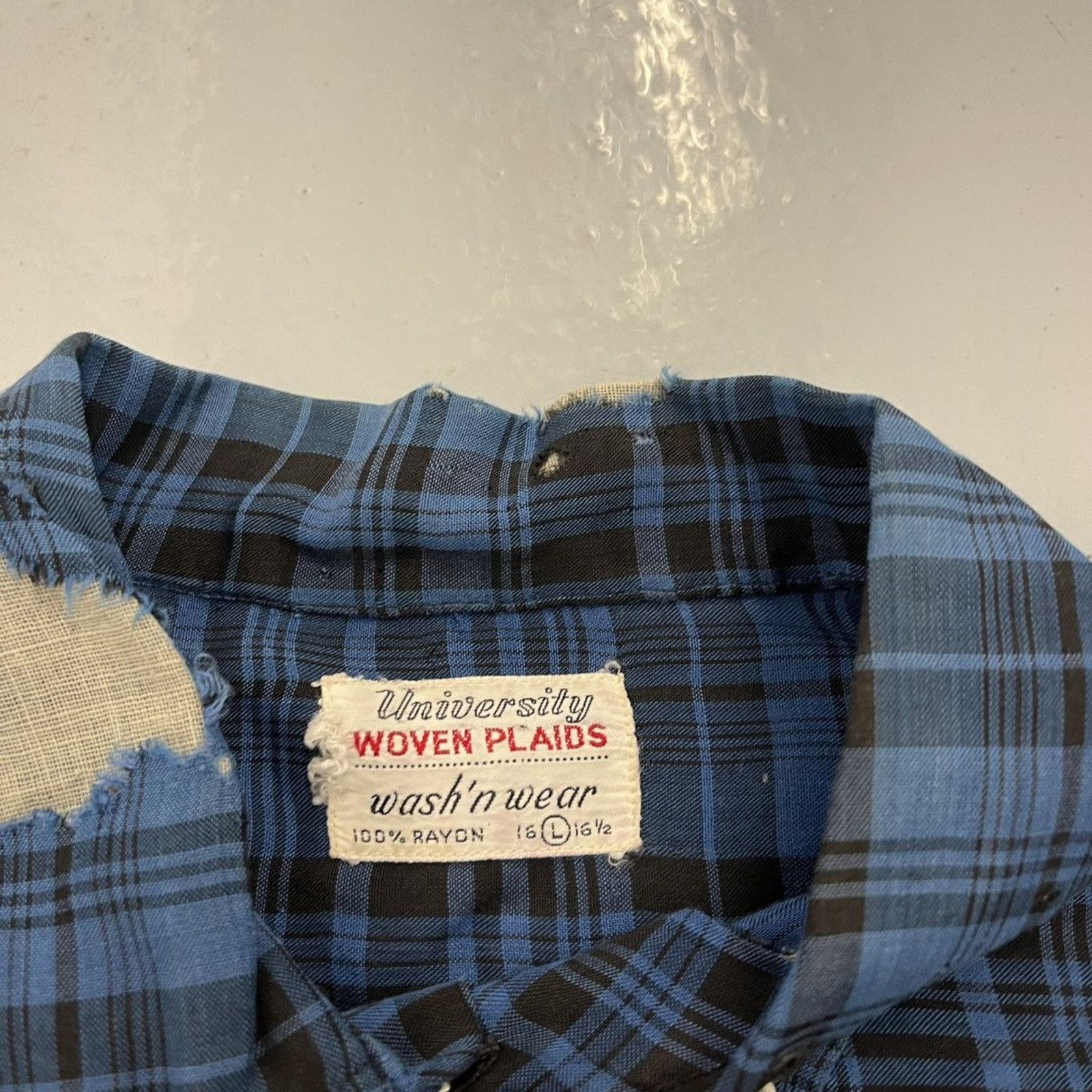 Other Vintage 60s University Woven Plaid Blue Plaid Rayon Shirt Size US L / EU 52-54 / 3 - 6 Thumbnail