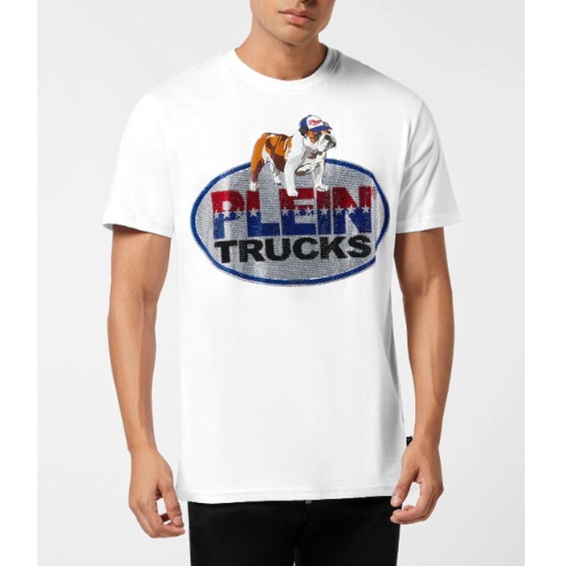 Philipp Plein Philipp Plein White Bulldog Crystal Round Neck T-Shirt XXL Size US XXL / EU 58 / 5 - 1 Thumbnail