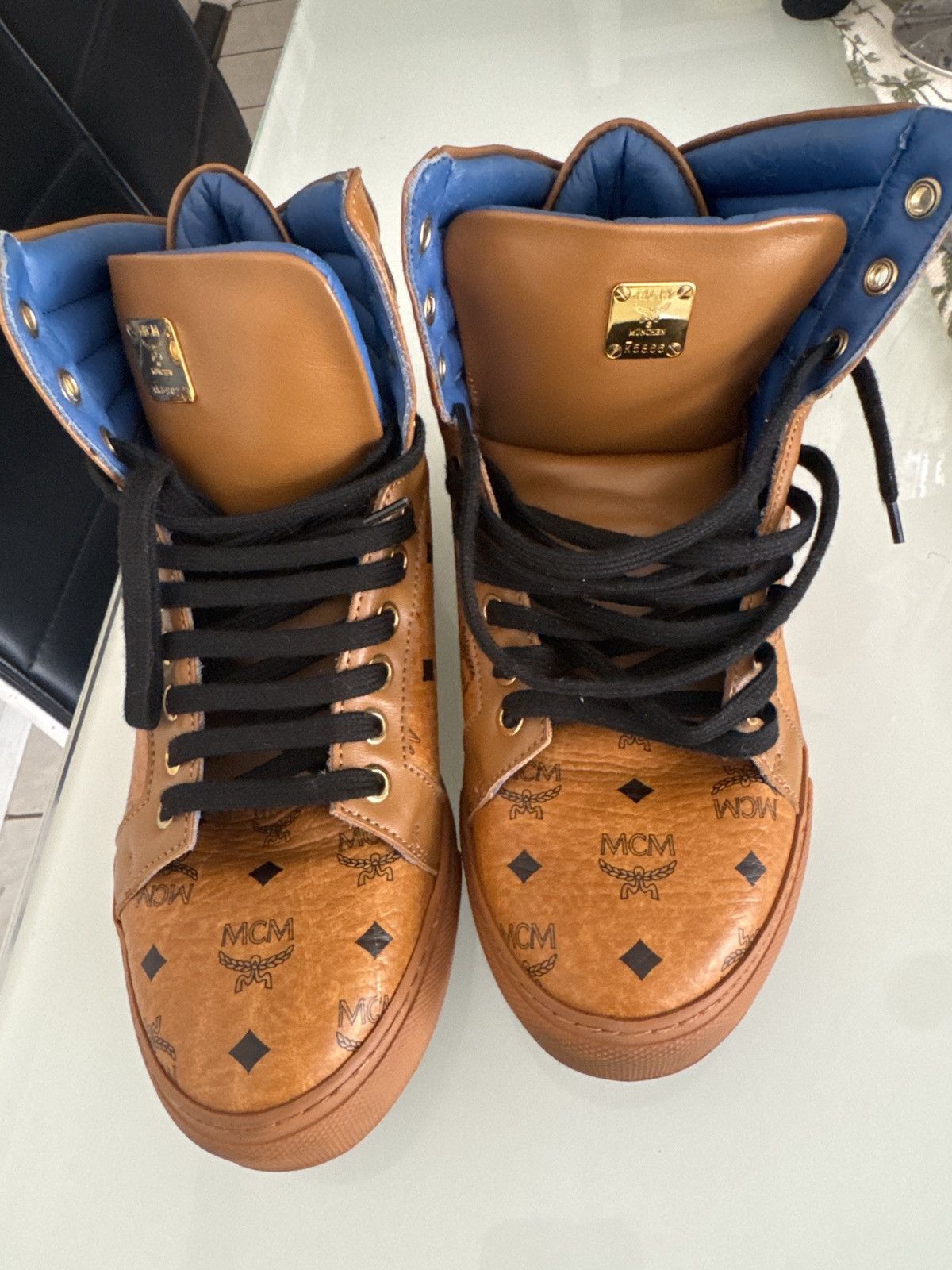 MCM High-Top Sneaker Men Size 37 Brown Leather