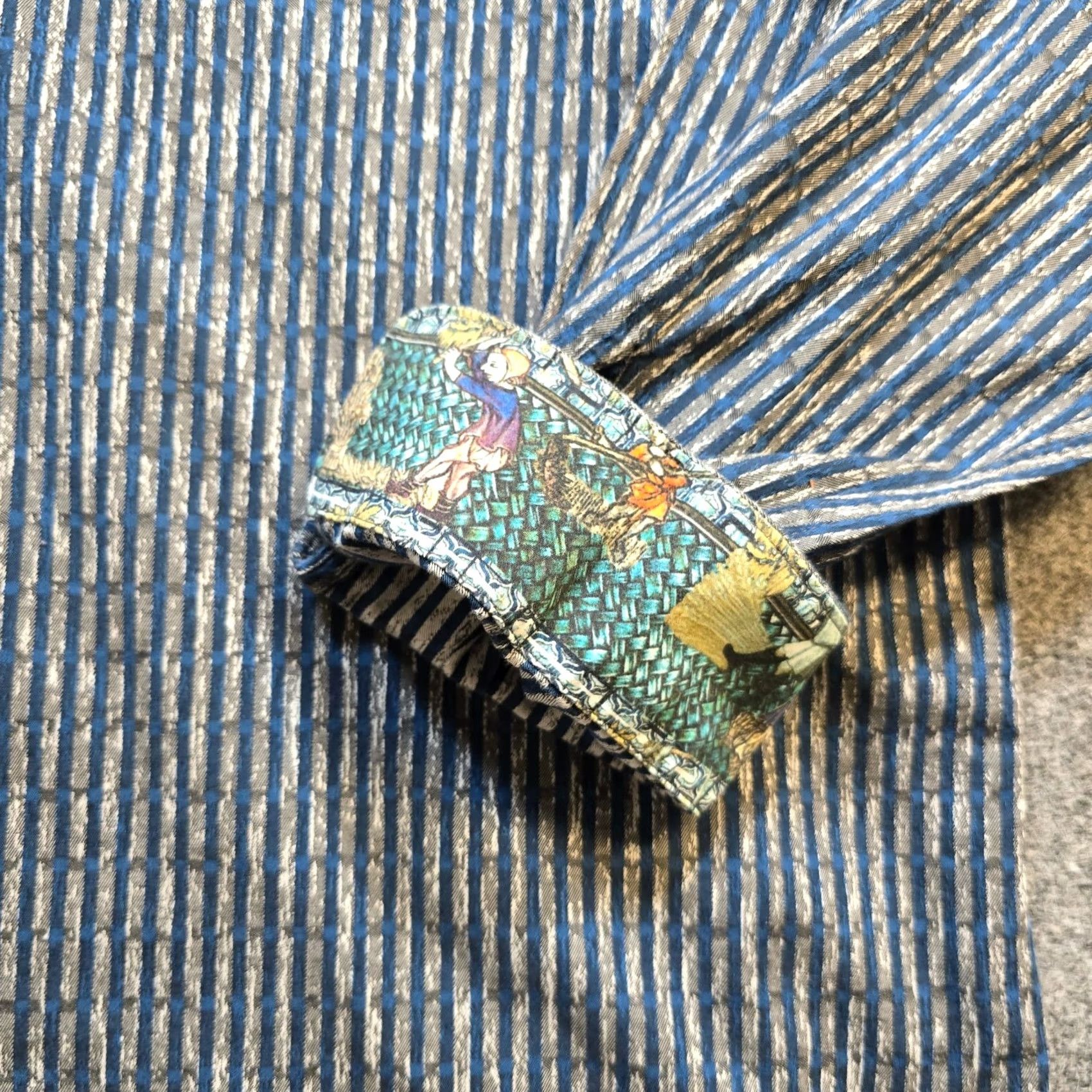 Robert Graham Robert Graham Shirt Mens 4XL Blue Stripe Flip Cuff Grim Reaper Art Classic Shirt Size US XXL / EU 58 / 5 - 6 Thumbnail