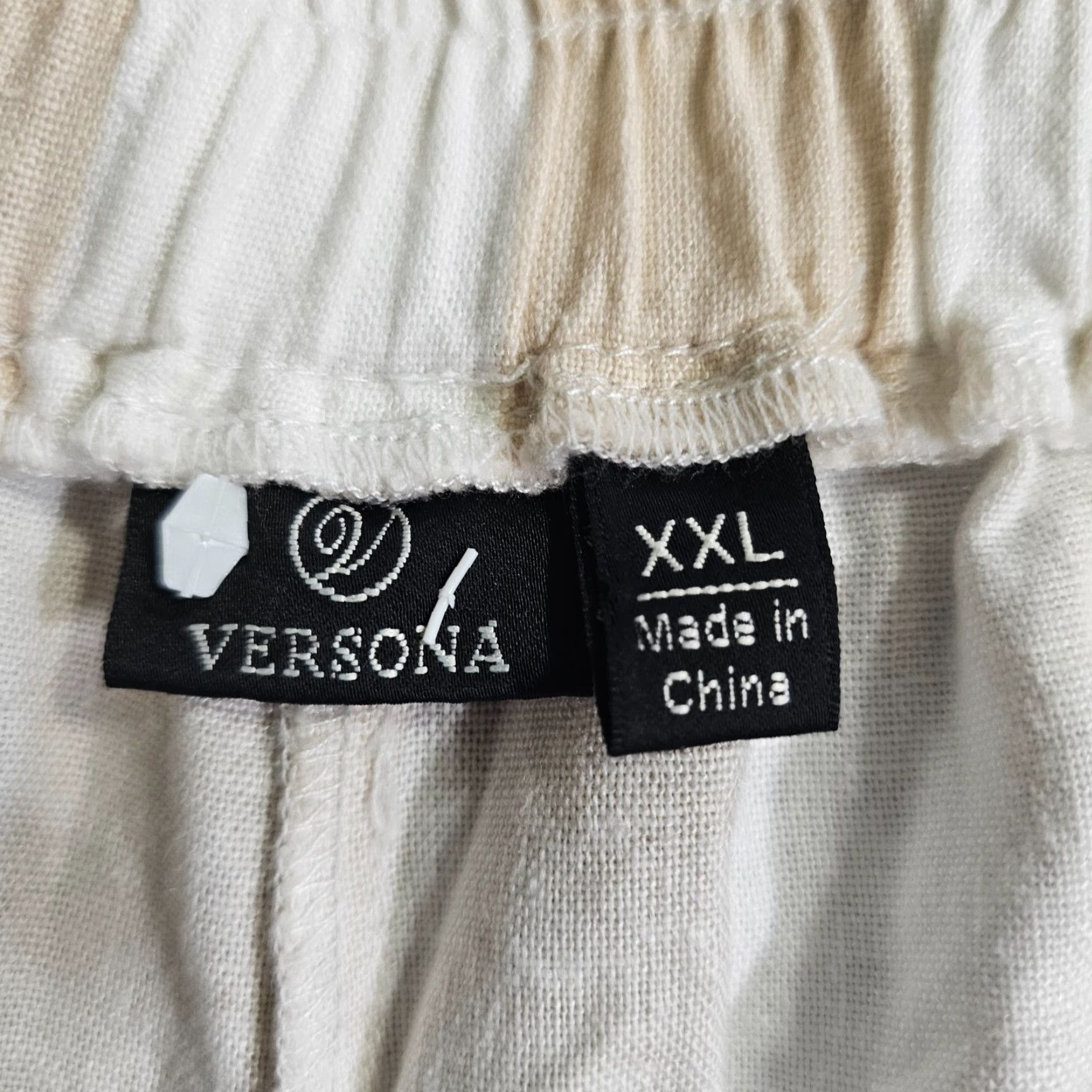 Vintage Versona Pants Womens XL Beige Striped Linen Ultra Wide Leg Crop Beachy Size 40" / US 18 - 3 Thumbnail