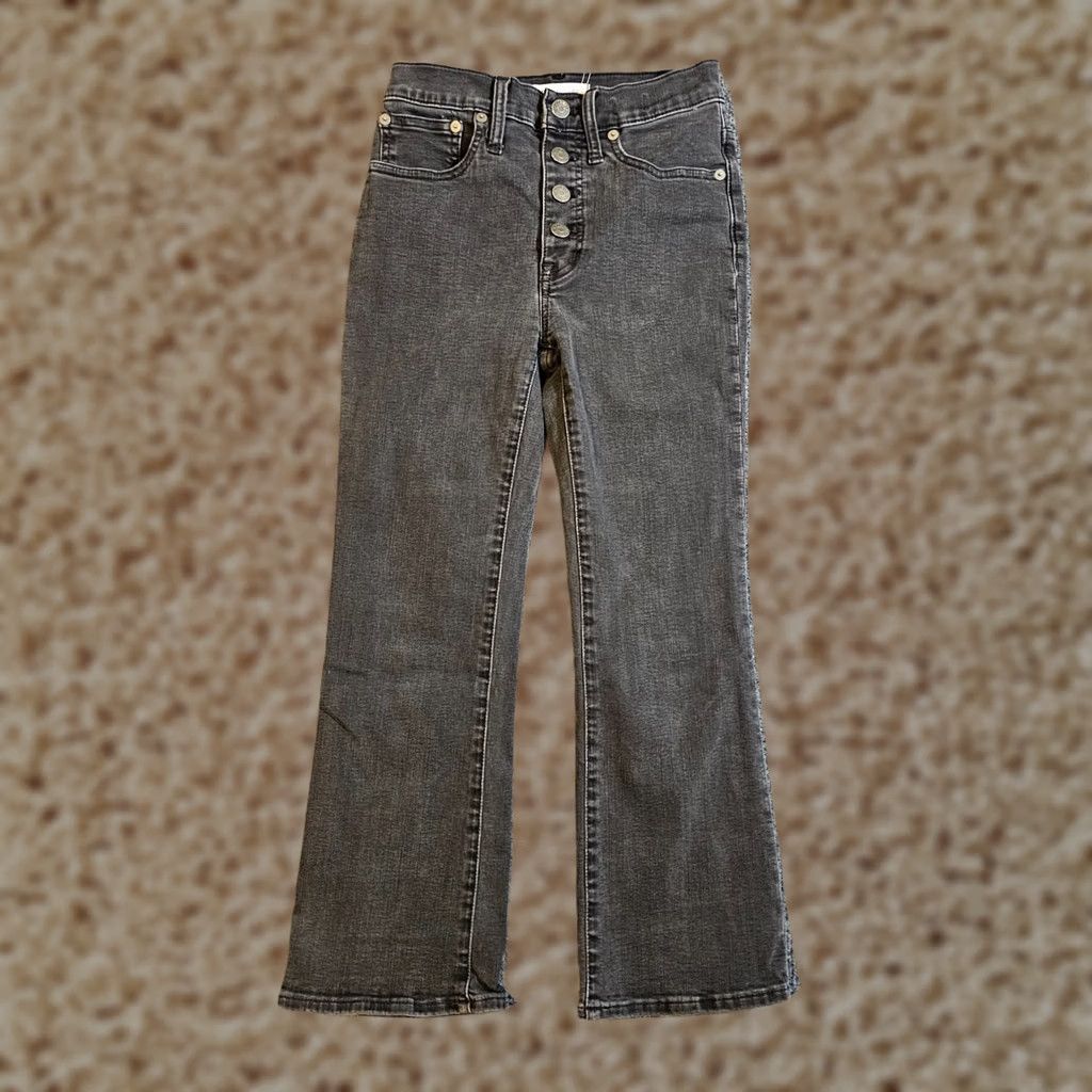 Madewell Madewell Jeans Womens 24 Petite Black Button Fly Demi Boot Stretch Casual Basic Size 42" / US 20 - 1 Thumbnail