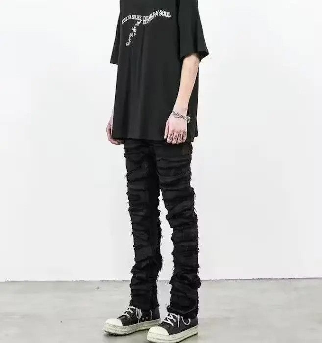 Japanese Brand Skinny Denim Jeans Heavy Destruction Ripped Size US 32 / EU 48 - 4 Thumbnail