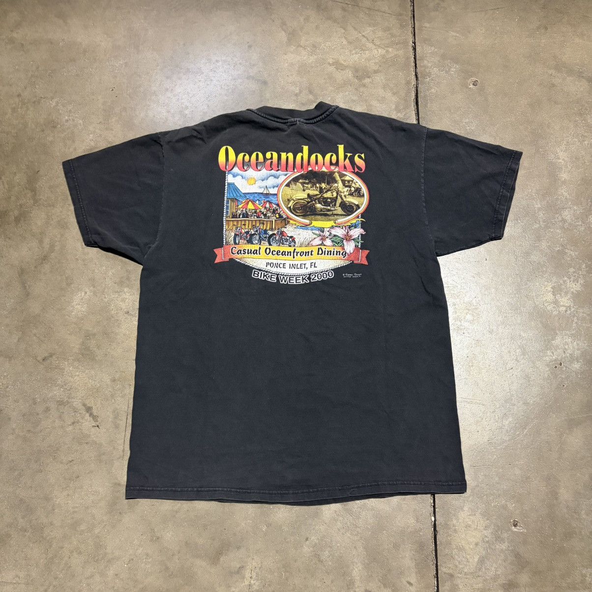 Harley Davidson Vintage 90s Biker T shirt Pocket Tee Oceandocks Daytona USA Size US XL / EU 56 / 4 - 1 Thumbnail