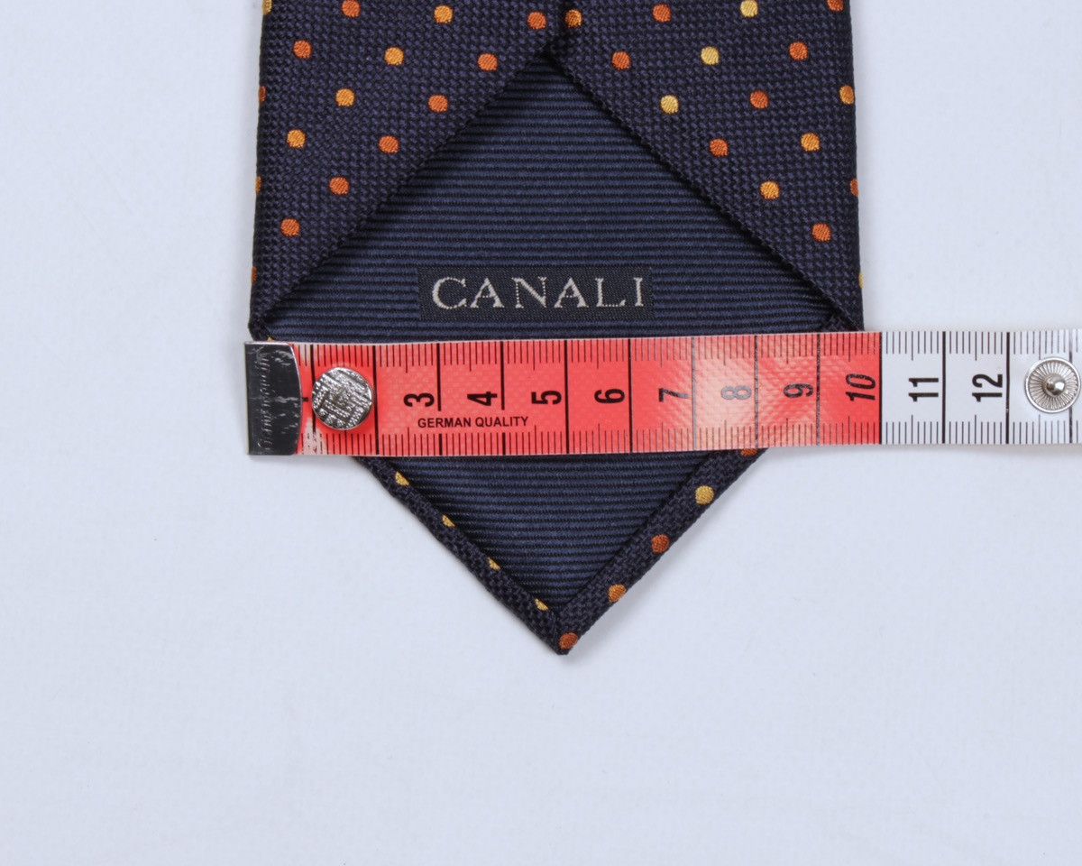 Canali × Designer CANALI Polka Dot Navy Blue Silk Tie Size ONE SIZE - 13 Thumbnail