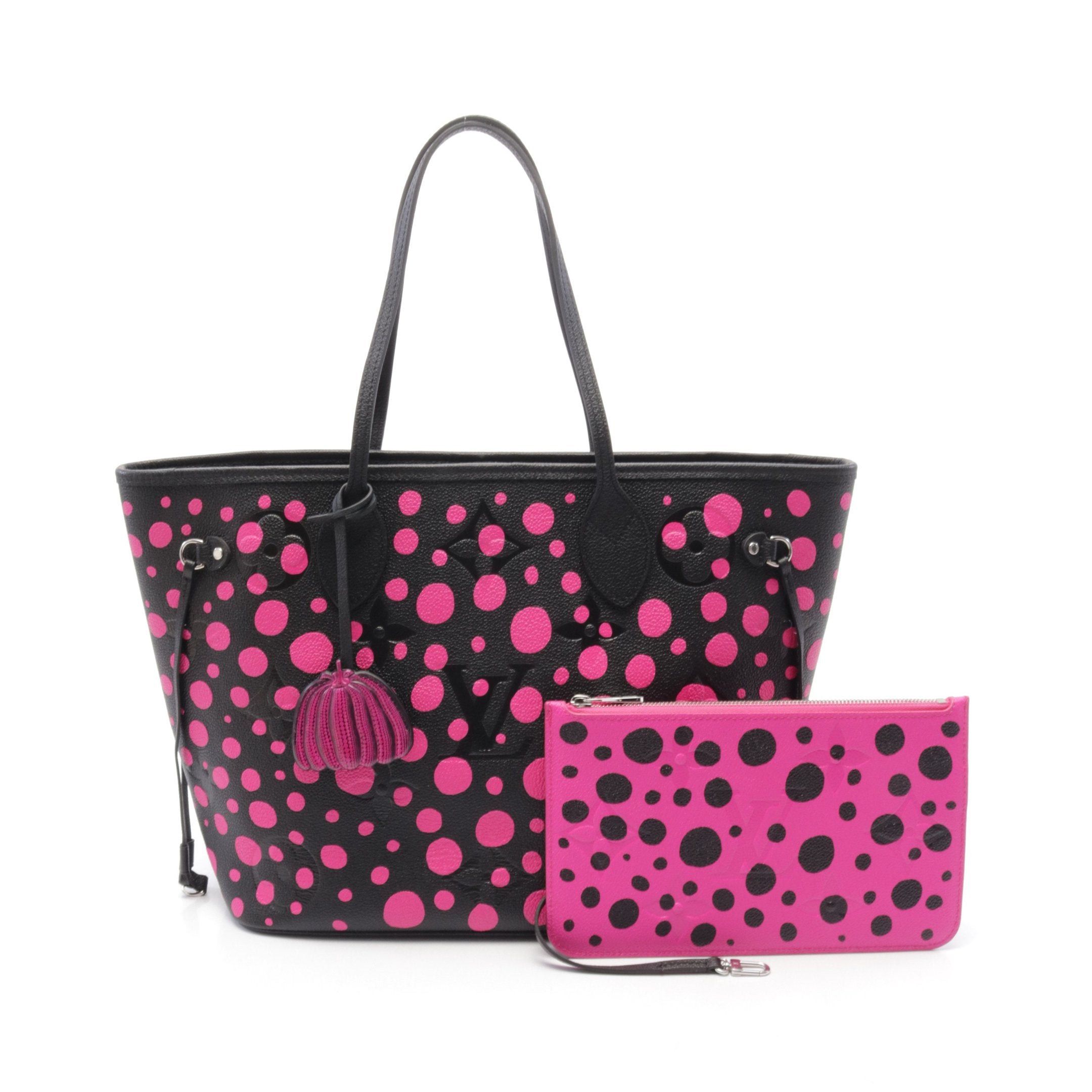 Louis Vuitton Louis Vuitton Louis Vuitton * Yayoi Kusama Neverfull Mm Monogram Empreinte Fuchsia Shoulder Bag Tote Leather Black Size ONE SIZE - 1 Thumbnail