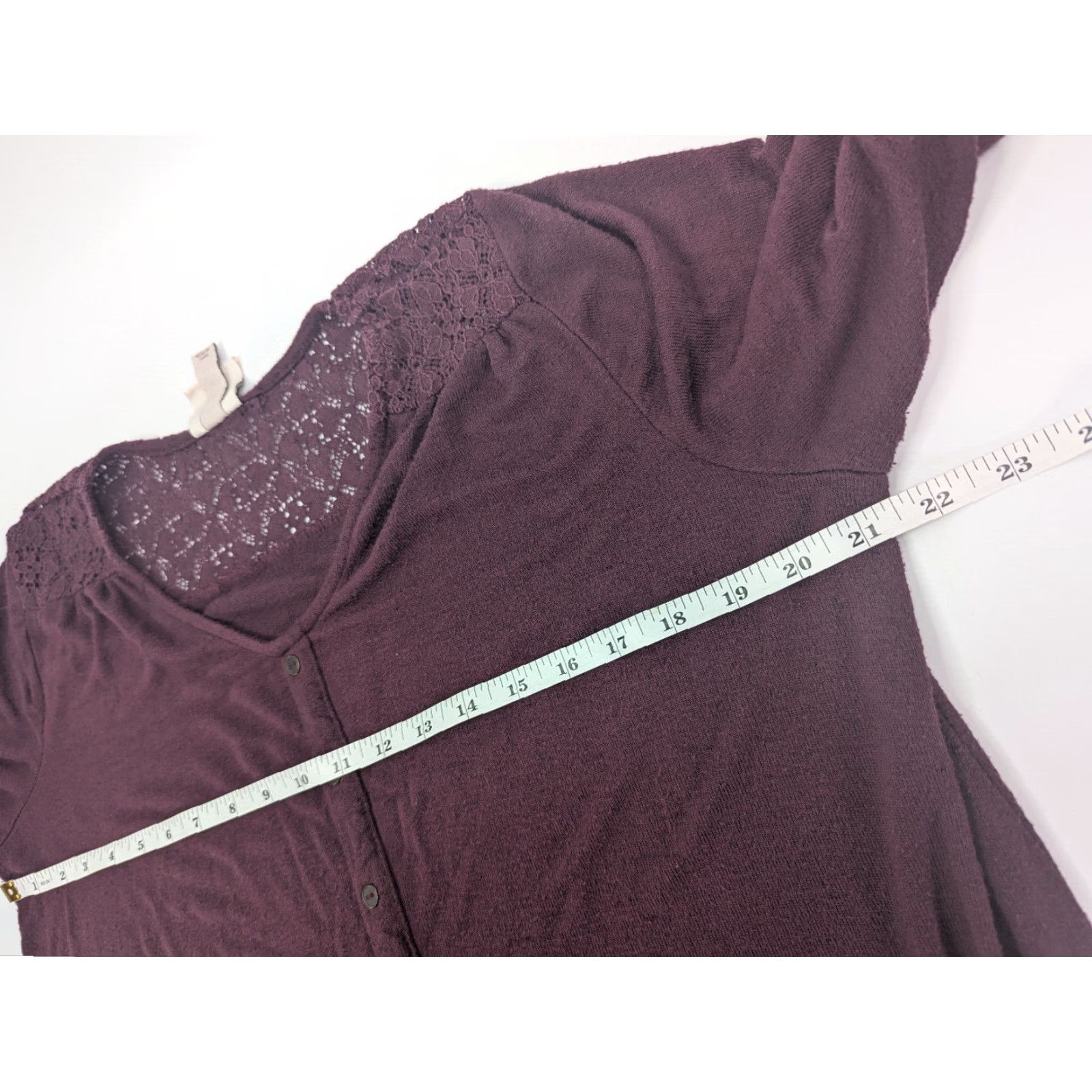 Vintage Knox Rose Blouse Shirt Women L Plum Burgundy Crochet Peasant Long Sleeve Button Knit Rayon Cotton Nylon Boho Fall Spring Winter Size L / US 10 / IT 46 - 5 Thumbnail