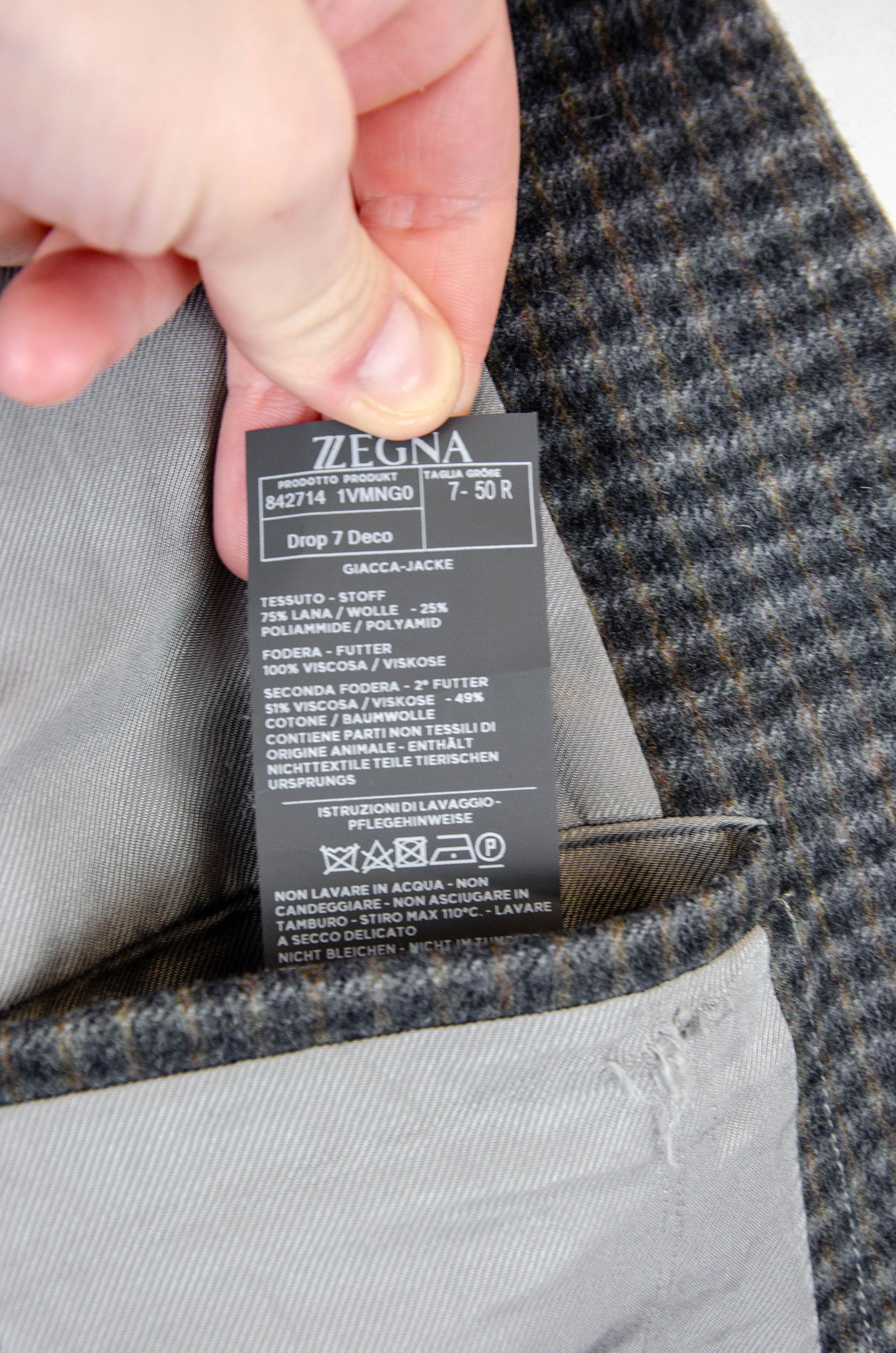 Z Zegna Zegna Wool Tweed Check Blazer – Size 50R Size 40R - 15 Thumbnail