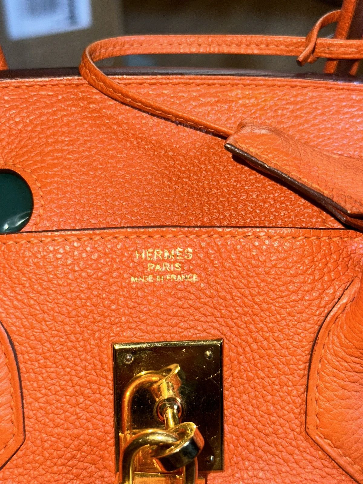 Hermes Birkin 30 Togo orange and gold 2010 bag