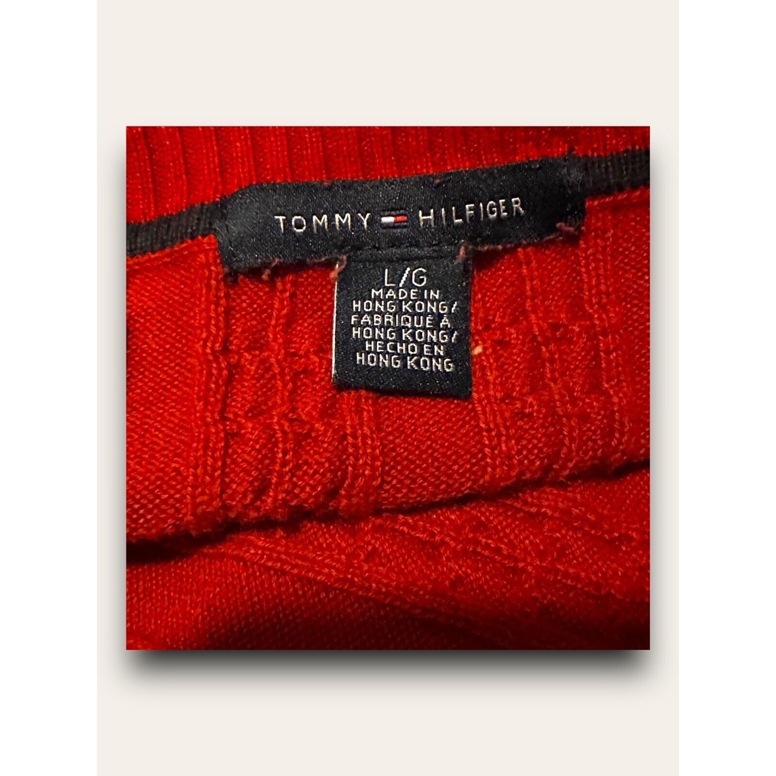 Tommy Hilfiger Vintage Tommy Hilfiger Sweater Womens Large Cable Knit V Nec Size L / US 10 / IT 46 - 8 Thumbnail