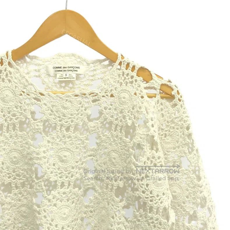 Comme des Garcons Comme Des Garcons Women's White Cotton Crochet Openwork Kn Size S / US 4 / IT 40 - 5 Thumbnail