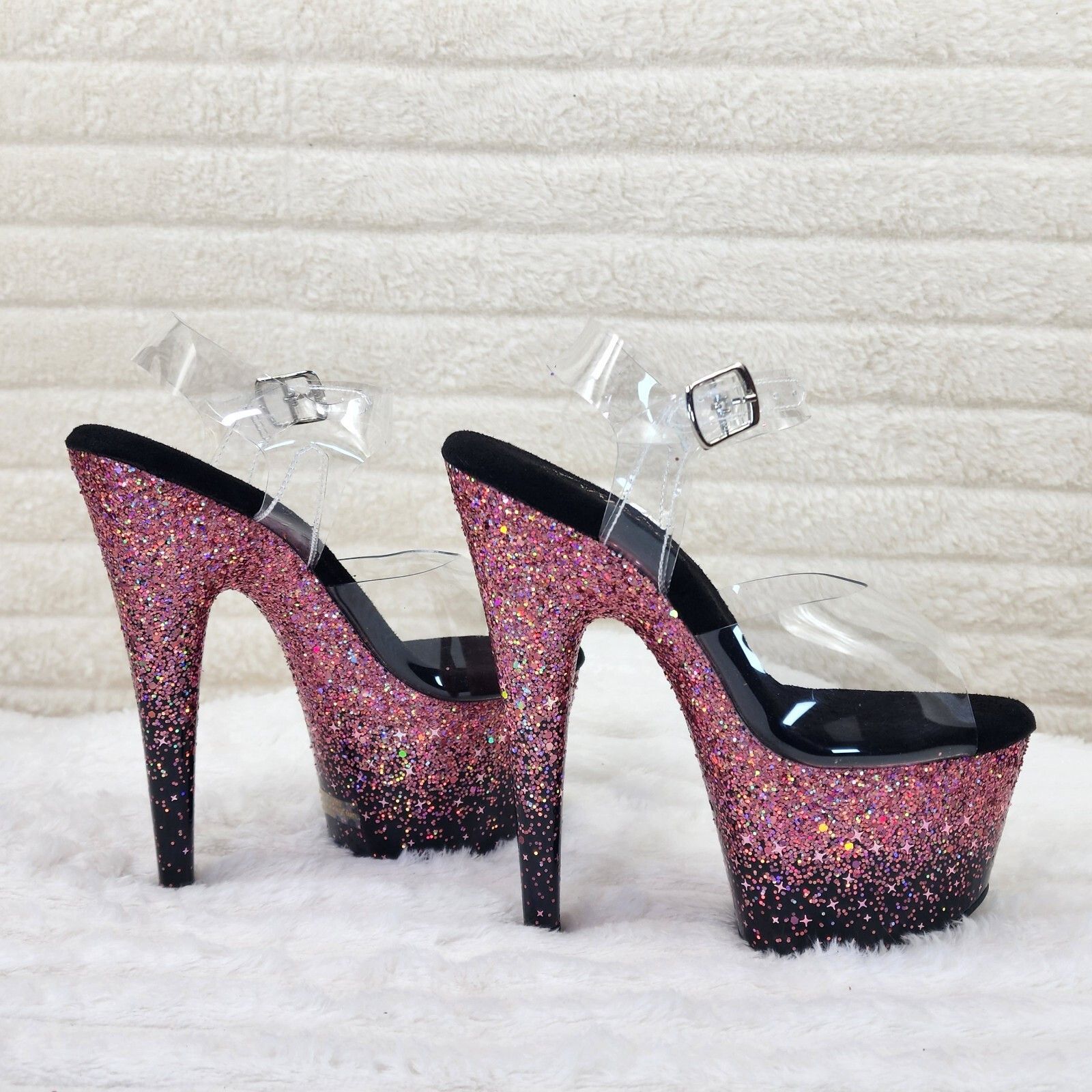 Other Adore 708SS Pink Hologram Ombre Platform Shoes Sandals 7" Hi Size US 7 / IT 37 - 1 Thumbnail