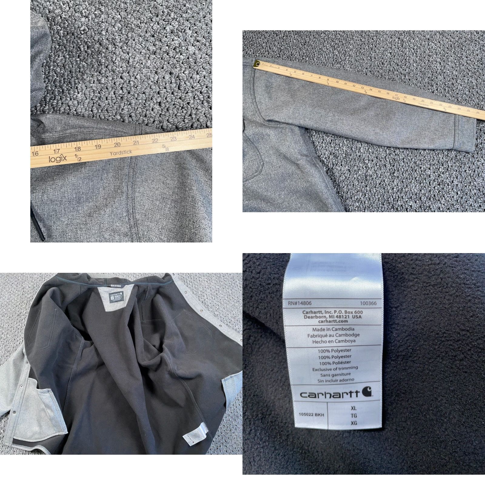 Carhartt Carhartt Rain Defender Hooded Shirt Jacket Adult XL Gray Relaxed Fit 105022 BKH Size US XL / EU 56 / 4 - 8 Thumbnail