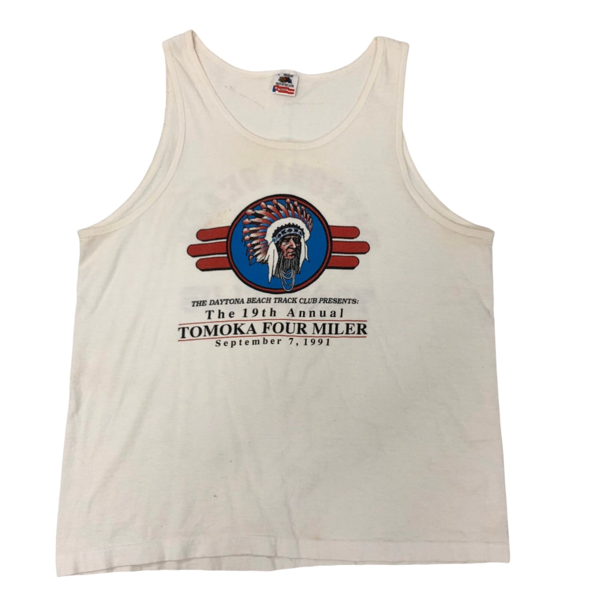 Fruit Of The Loom Vtg DAYTONA Beach 1991 Tomoka Four Miller CHIEF Tank Top Size US L / EU 52-54 / 3 - 1 Thumbnail